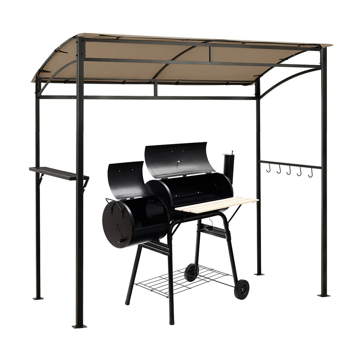 7 x 4.5 Feet Grill Gazebo, Outdoor Patio Garden BBQ Canopy Shelter, Brown