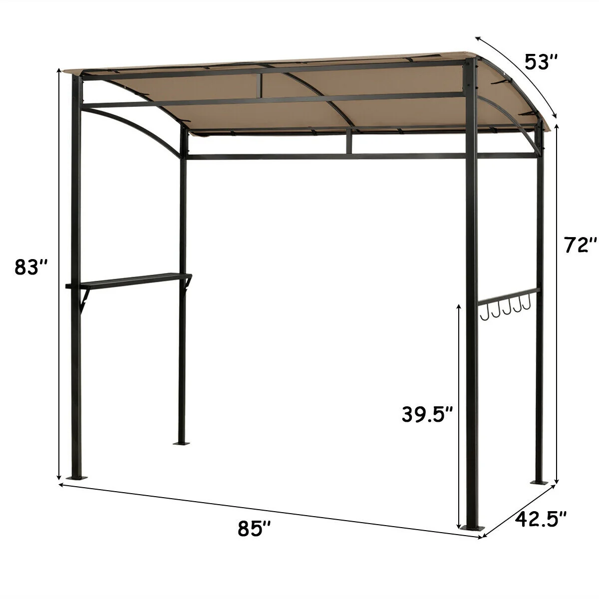7 x 4.5 Feet Grill Gazebo, Outdoor Patio Garden BBQ Canopy Shelter, Brown - Image 6