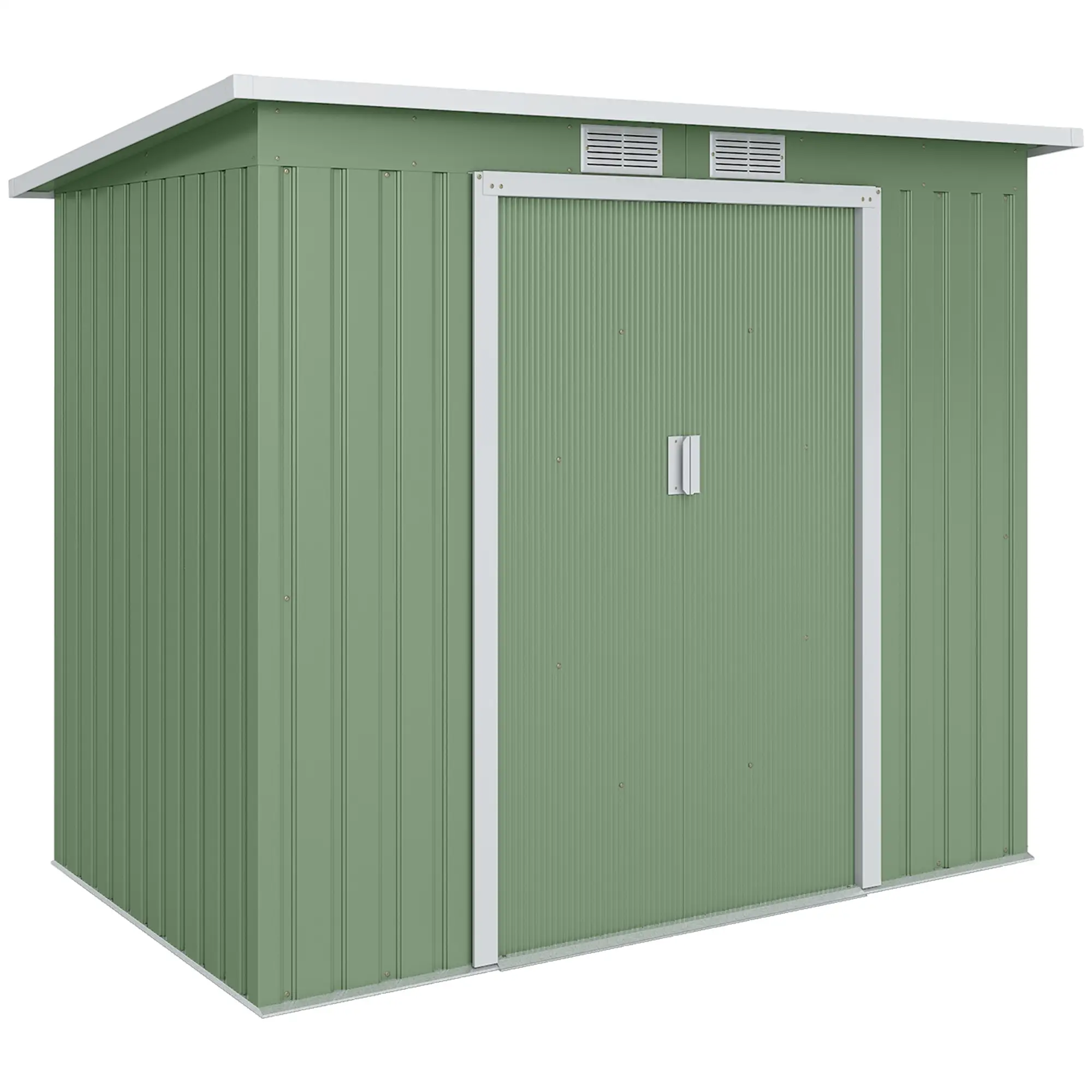7' x 4' Galvanised Steel Garden Shed, Foundation Kit, Green - Image 11