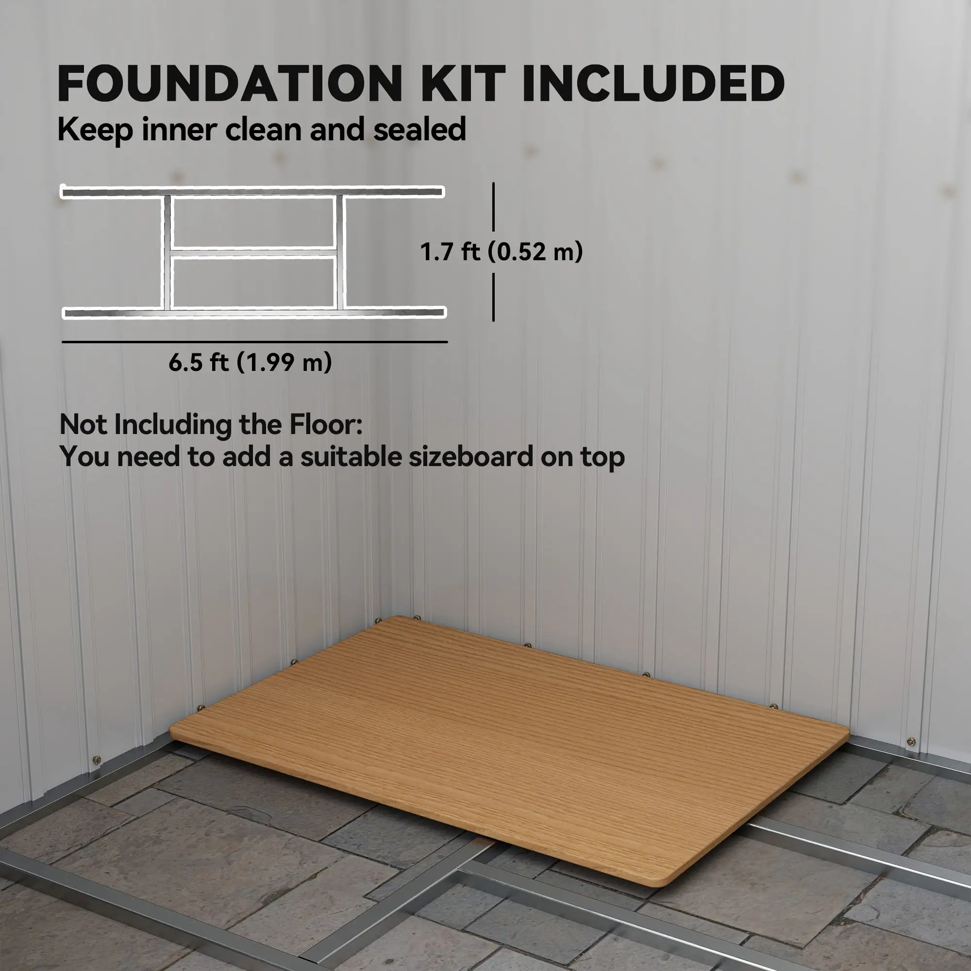 7' x 4' Galvanised Steel Garden Shed, Foundation Kit, Green - Image 6