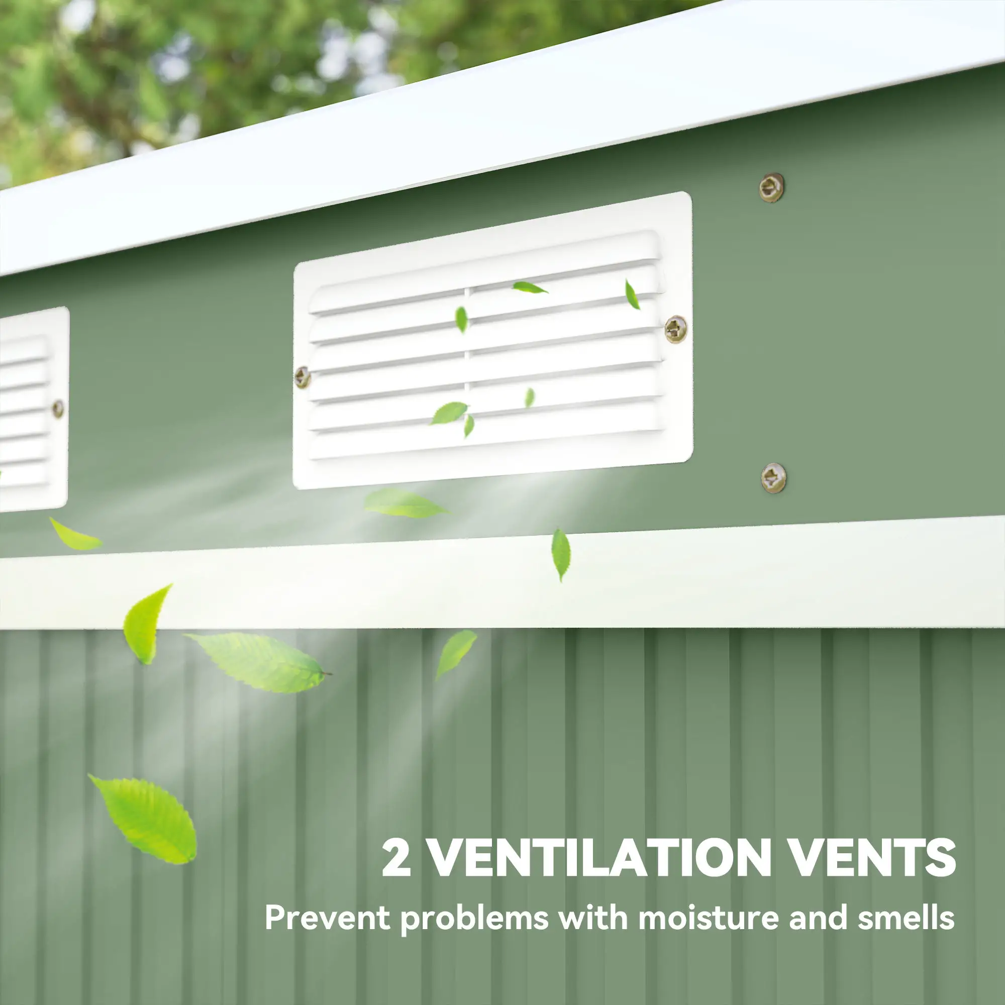 7' x 4' Galvanised Steel Garden Shed, Foundation Kit, Green - Image 7