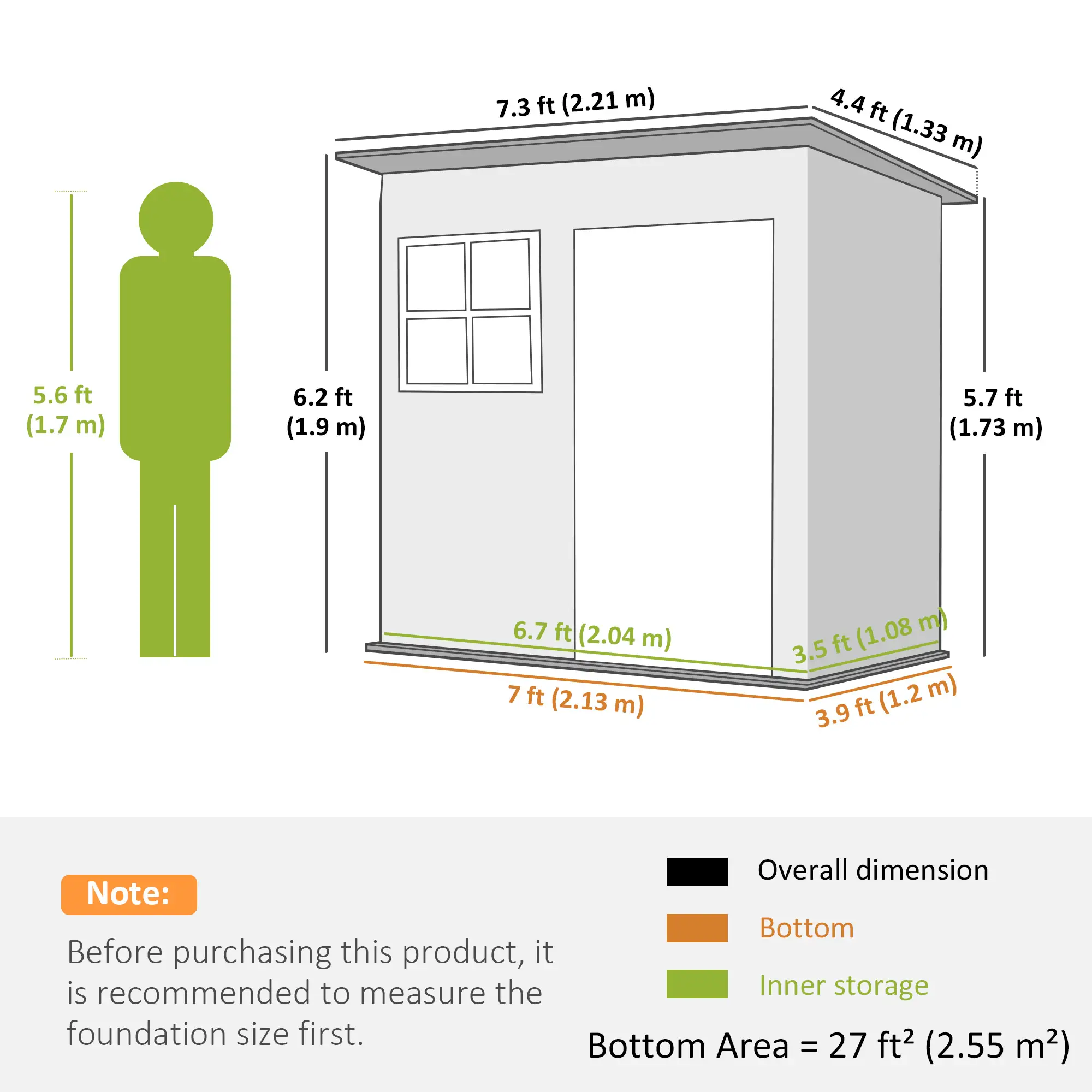 7' x 4' Galvanised Steel Outdoor Storage Shed, Garden Shed With Window, Lockable Door, Air Vents, Warm Grey - Image 3