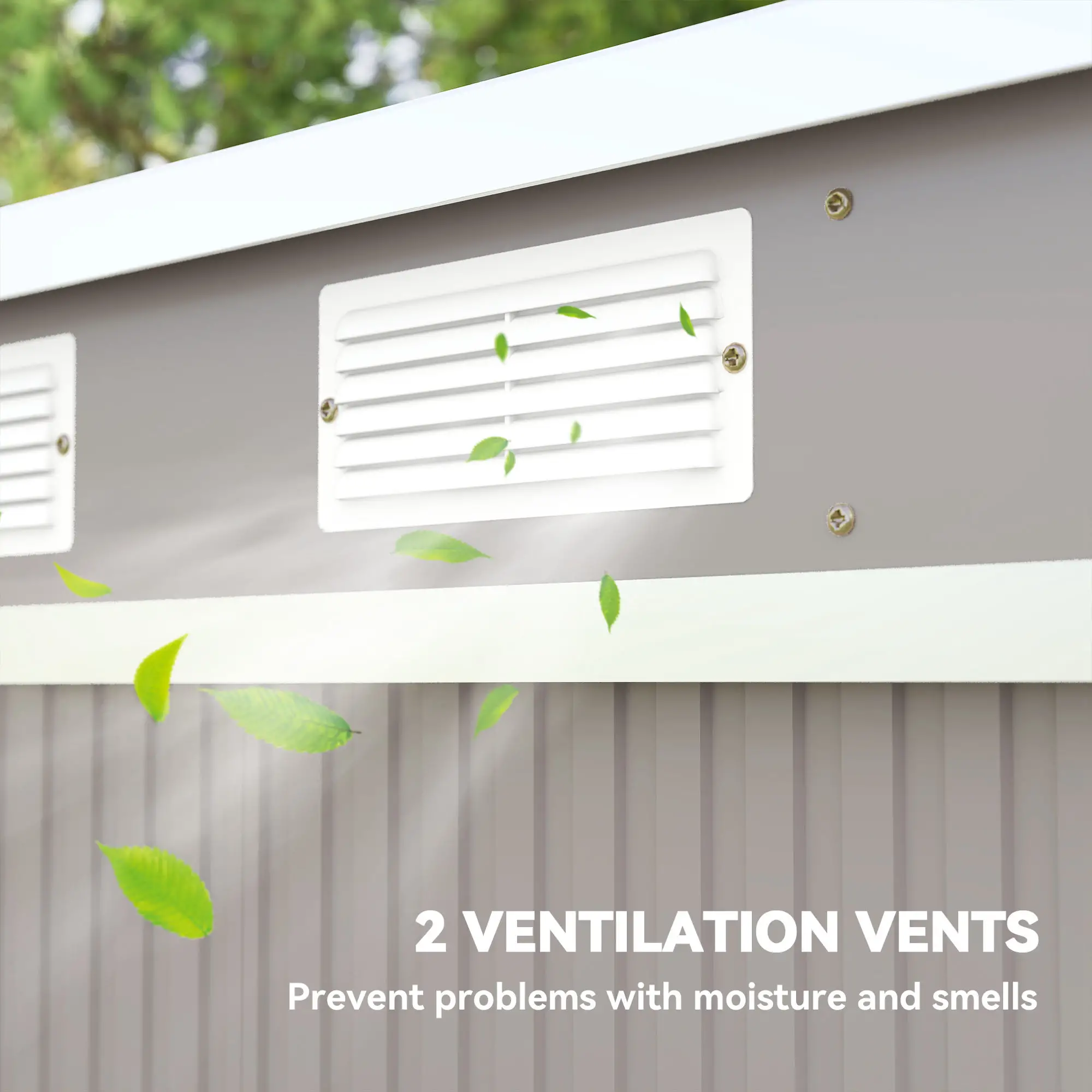 7' x 4' Galvanized Steel Garden Shed, Foundation Kit, Grey - Image 7
