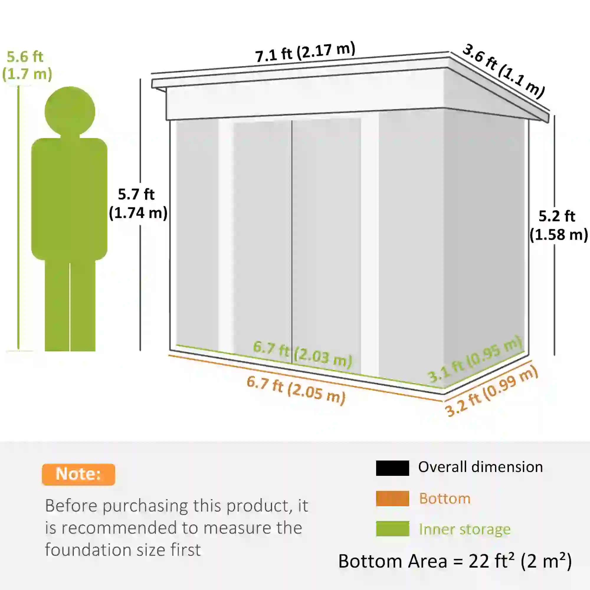 7' x 4' Outdoor Storage Shed, Metal Garden Tool Organizer, Lockable Doors, Charcoal Grey - Image 3