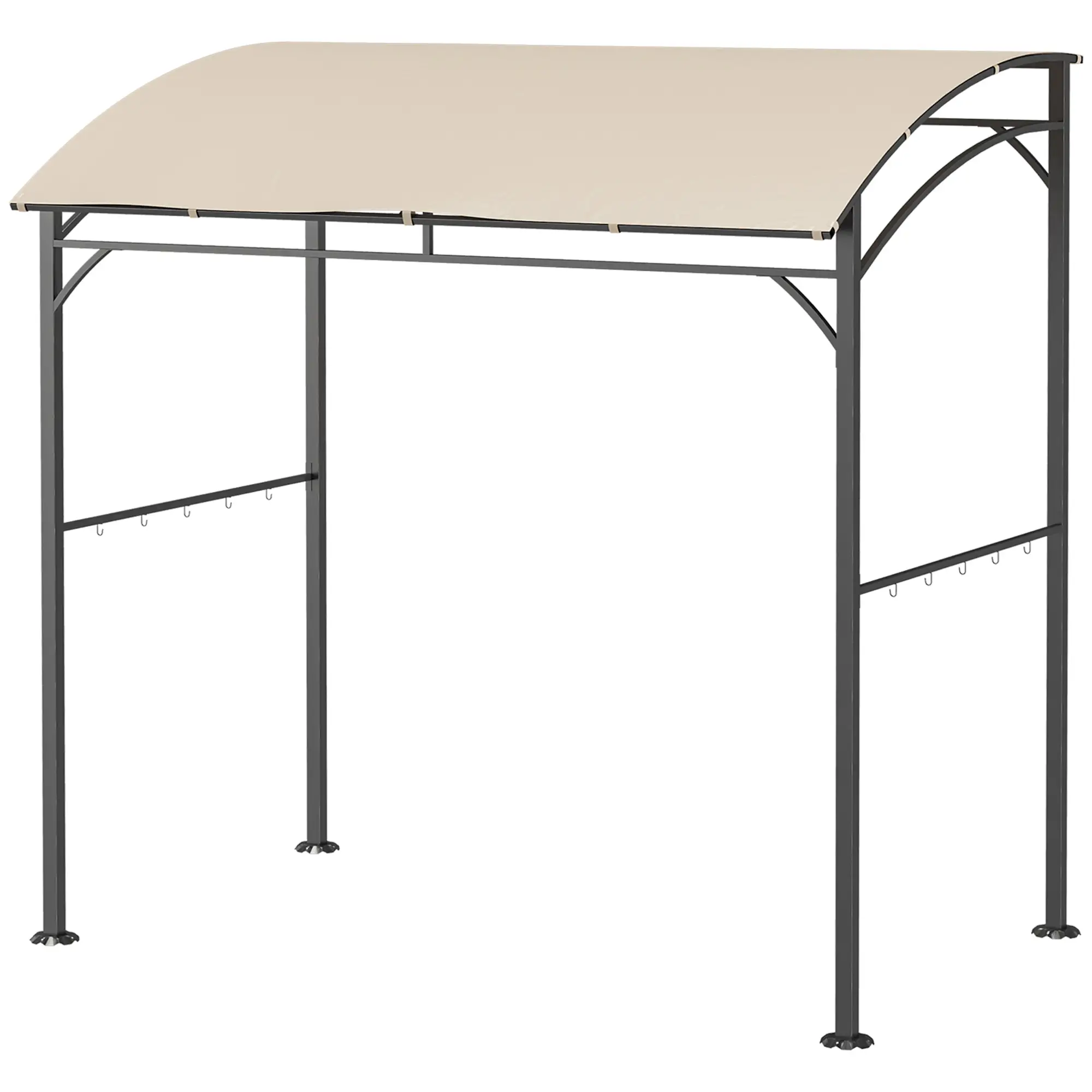 7' x 5' BBQ Grill Gazebo Tent, Steel Frame, Hooks, Beige - Image 11