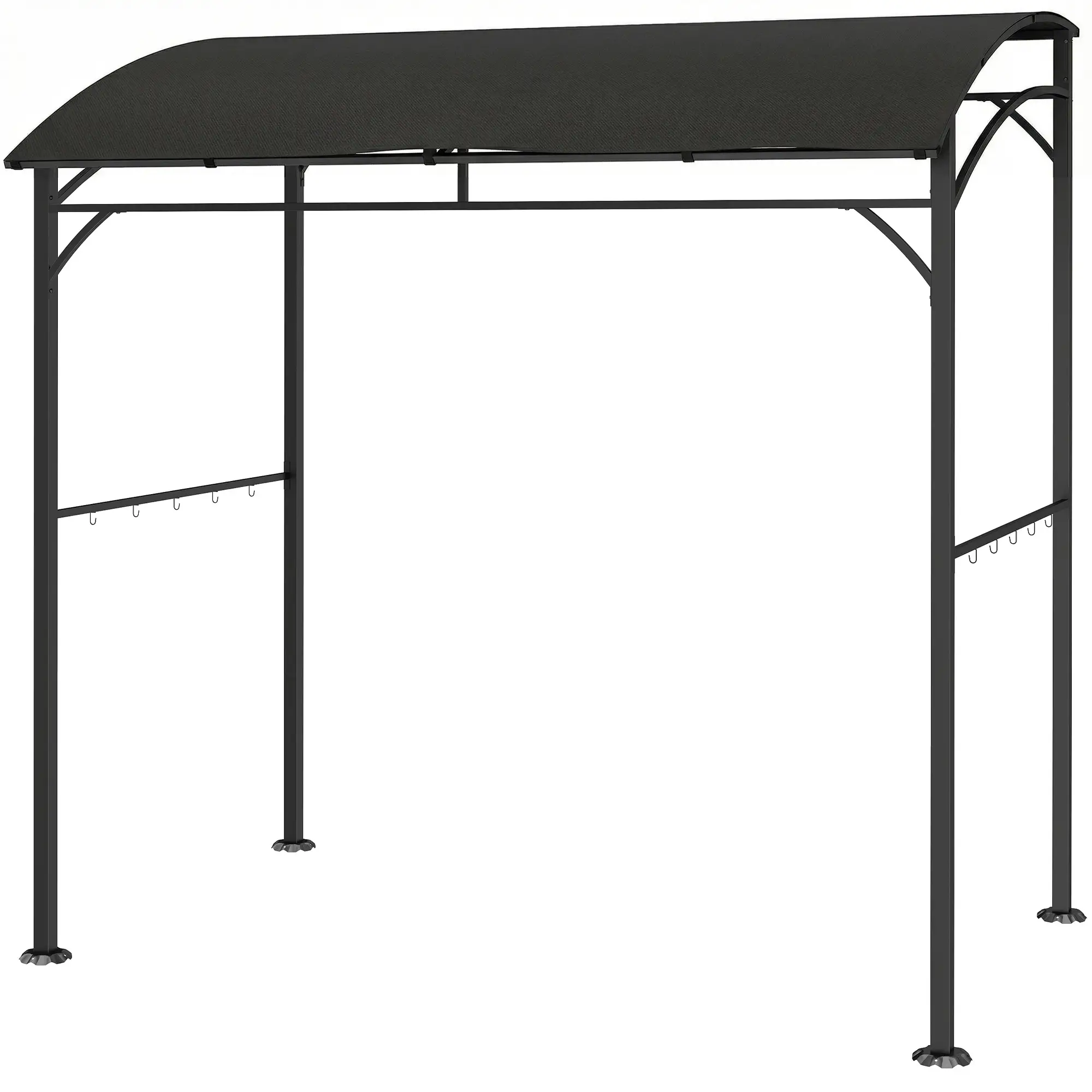 7' x 5' Black Garden Grill Canopy, BBQ Gazebo Tent With Steel Frame, Black