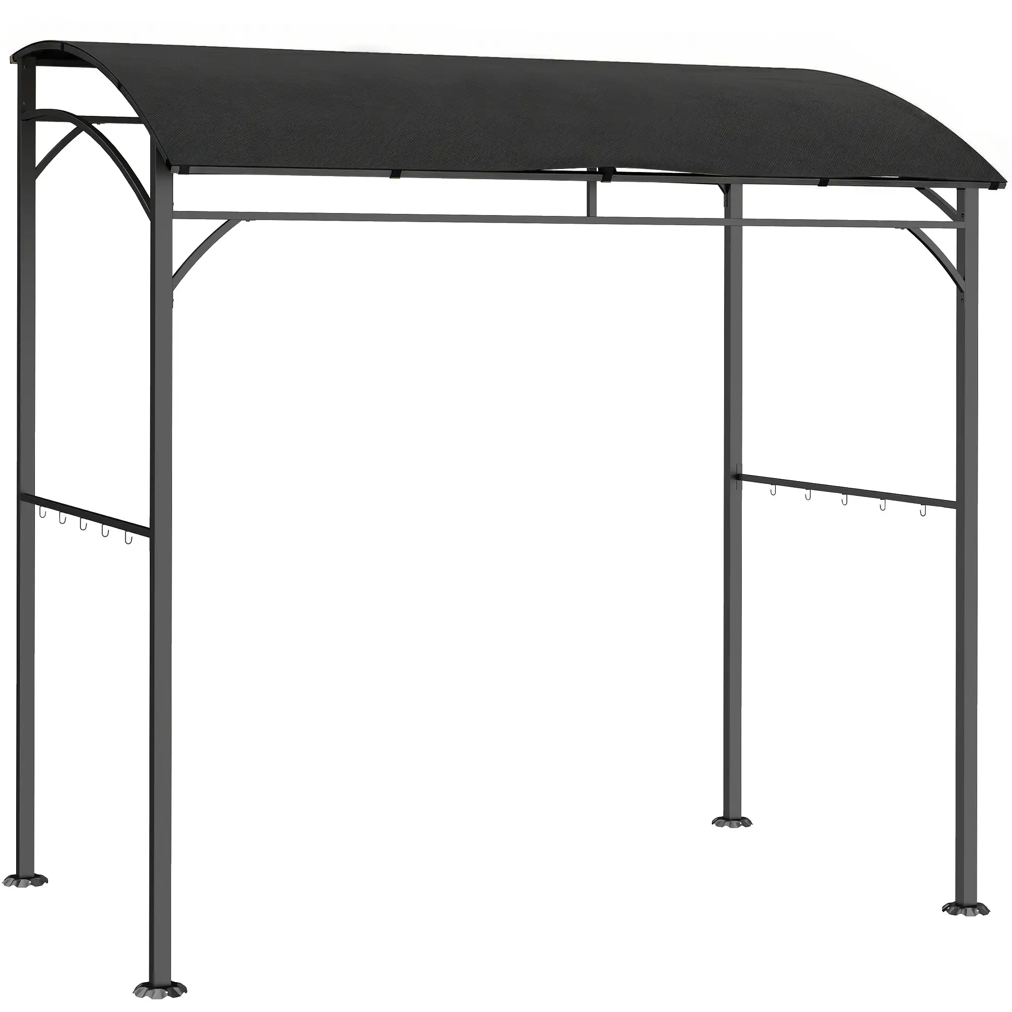 7' x 5' Black Garden Grill Canopy, BBQ Gazebo Tent With Steel Frame, Black - Image 11