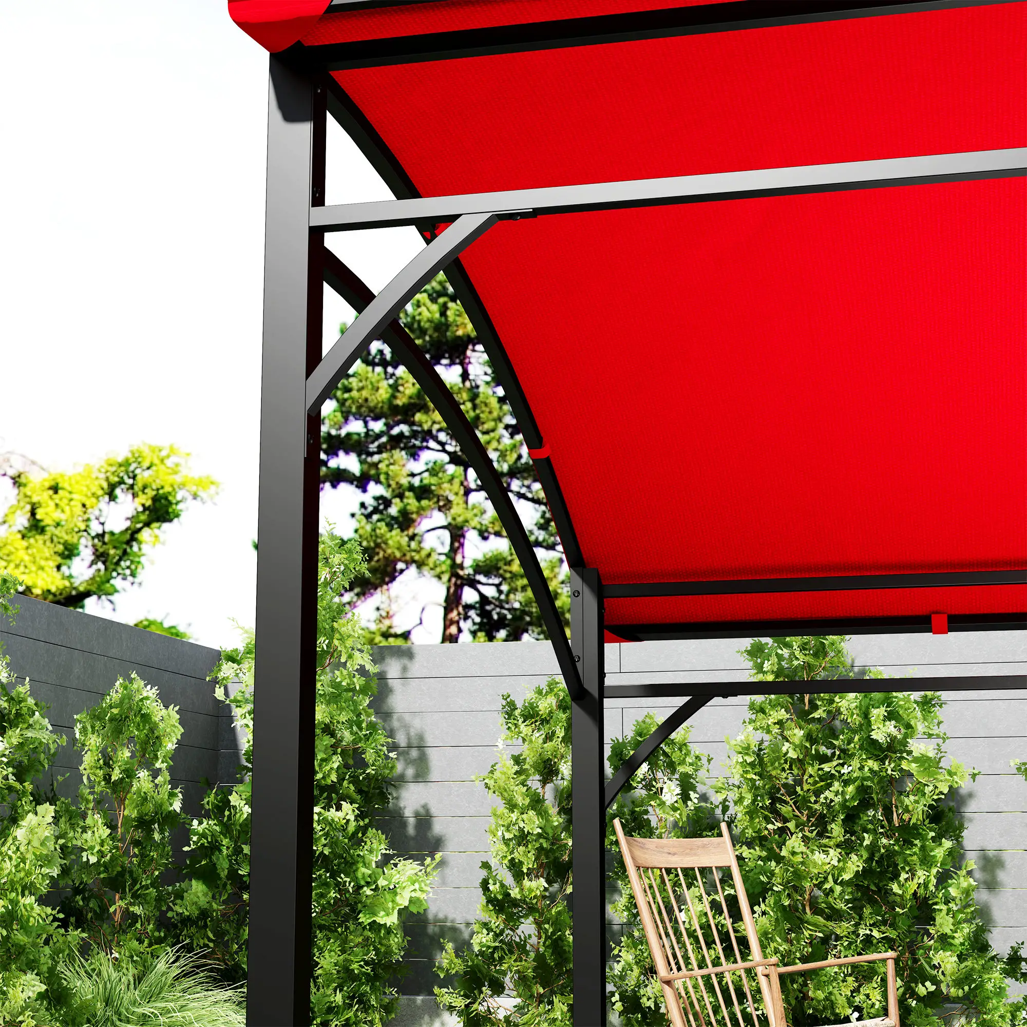 7' x 5' Garden Grill Canopy, BBQ Gazebo Tent, Steel Frame, Wine Red - Image 10