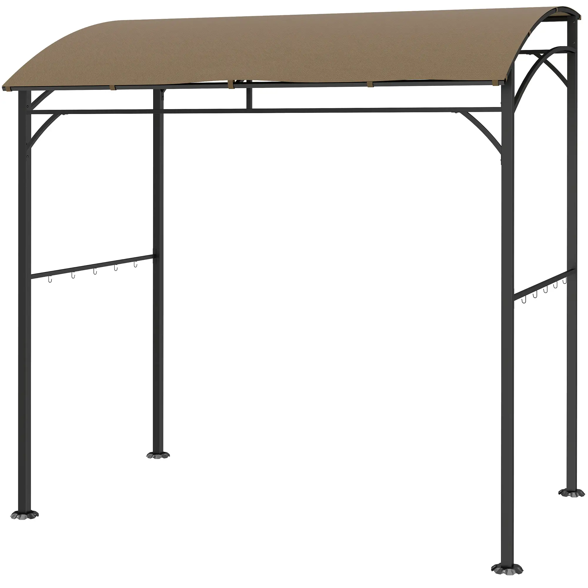 7' x 5' Garden Grill Canopy, Steel Frame with Hooks, Dark Coffee