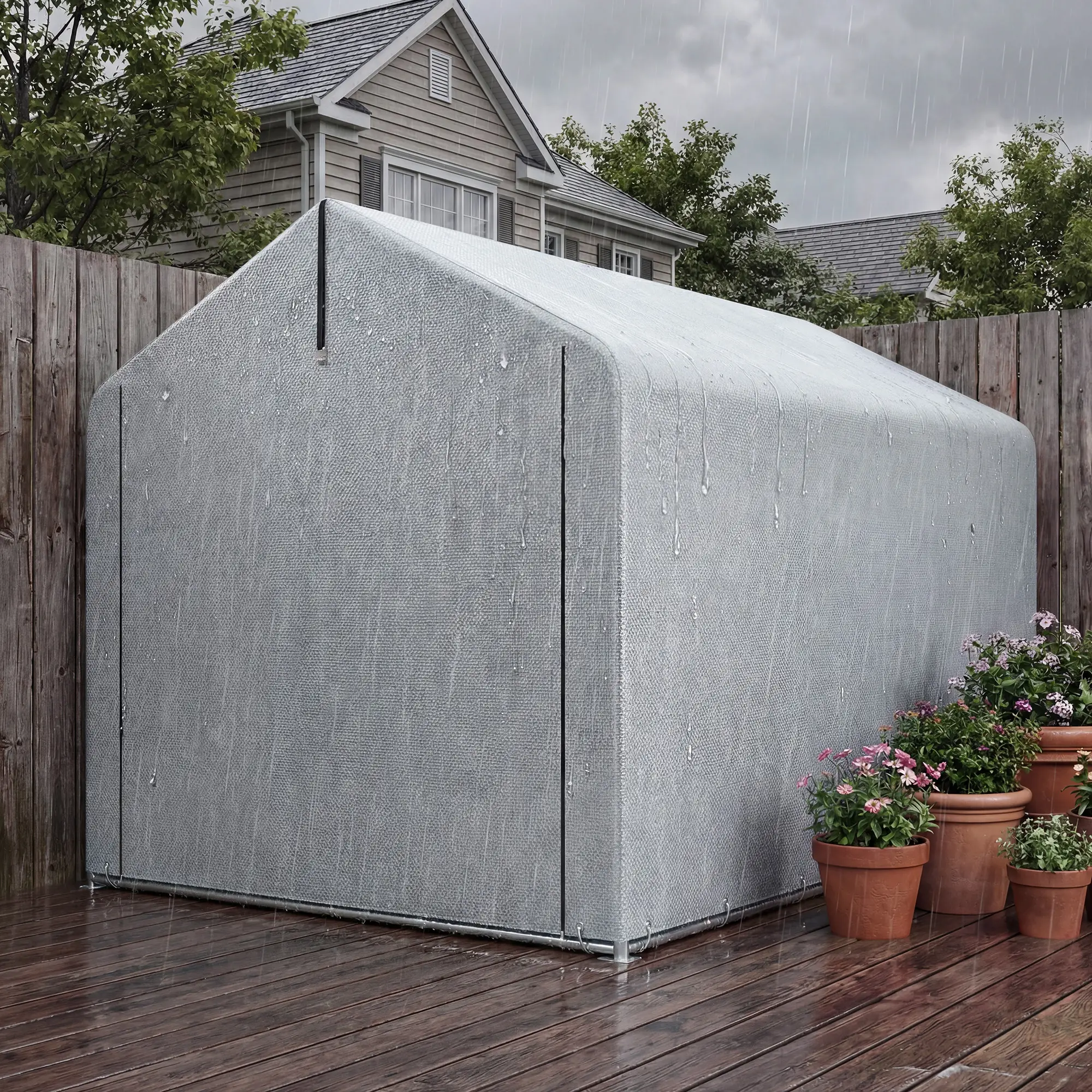 7' x 5' Portable Bike Shed, Waterproof Tent with Zipper Door - Image 10