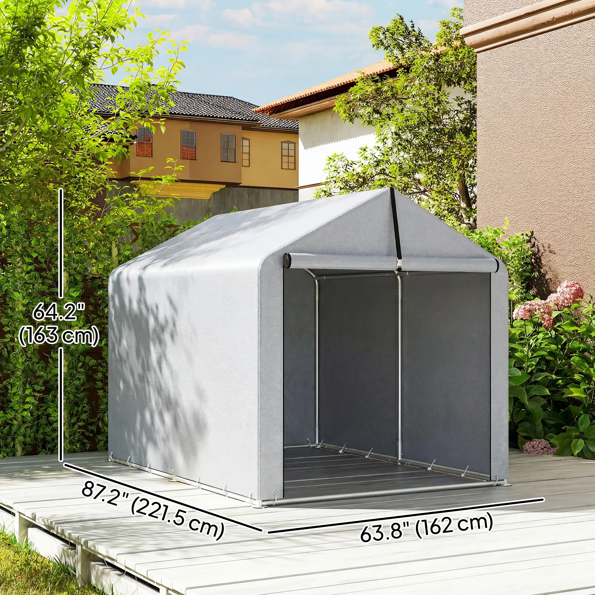 7' x 5' Portable Bike Shed, Waterproof Tent with Zipper Door - Image 3