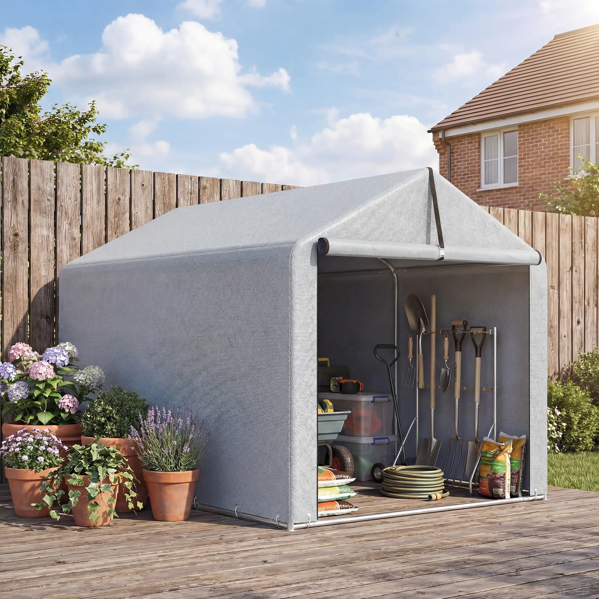 7' x 5' Portable Bike Shed, Waterproof Tent with Zipper Door - Image 7