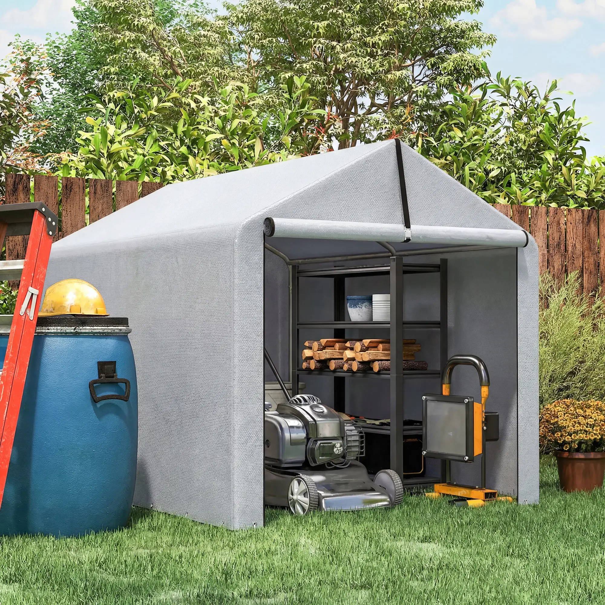 7' x 5' Portable Bike Shed, Waterproof Tent with Zipper Door - Image 8
