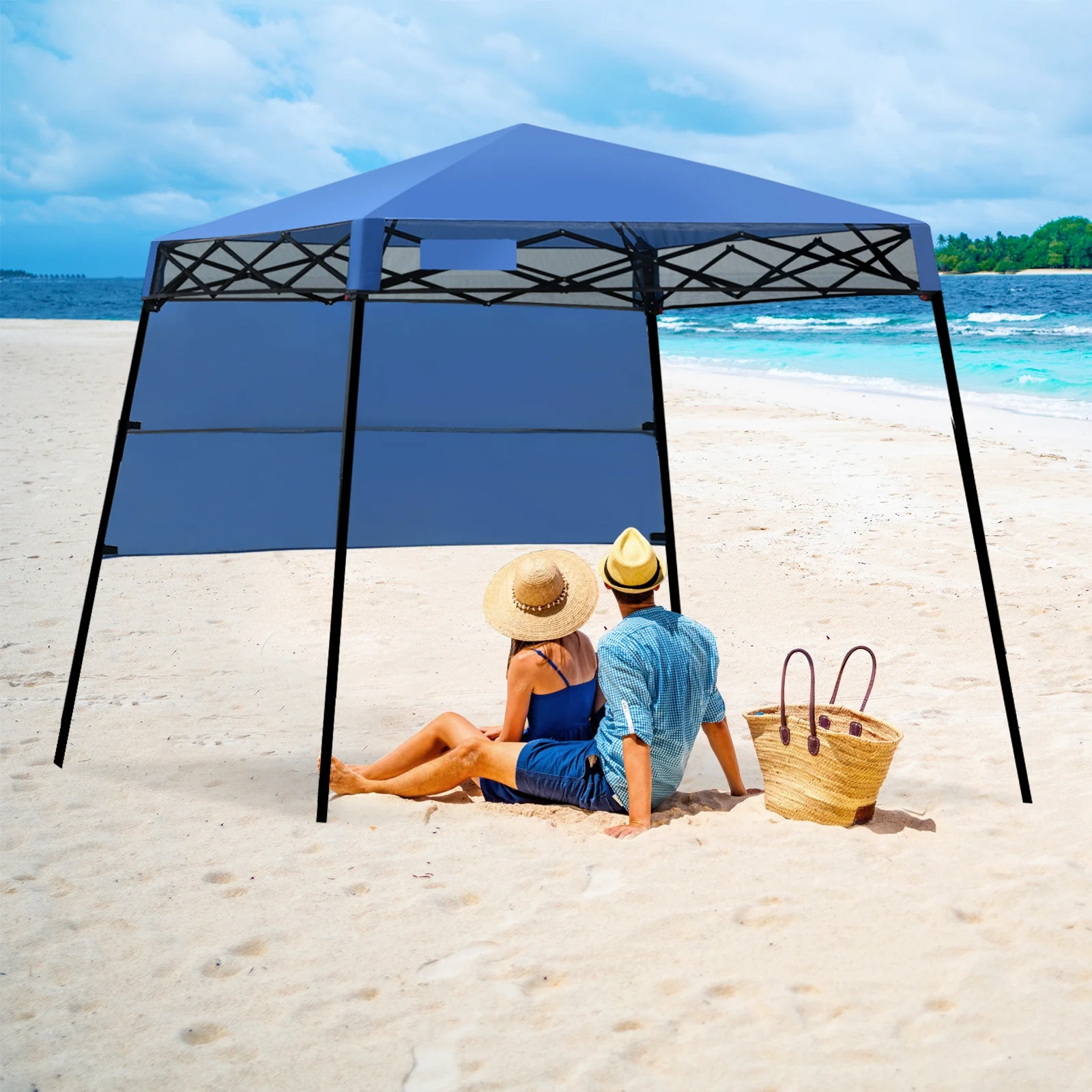 7 x 7 Feet Adjustable Portable Canopy Tent, Blue - Image 2