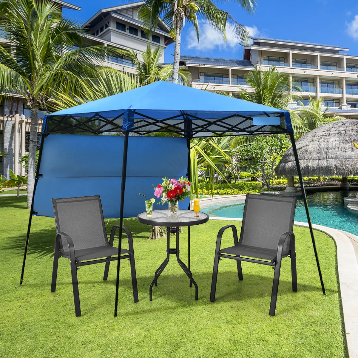 7 x 7 Feet Adjustable Portable Canopy Tent, Blue - Image 3