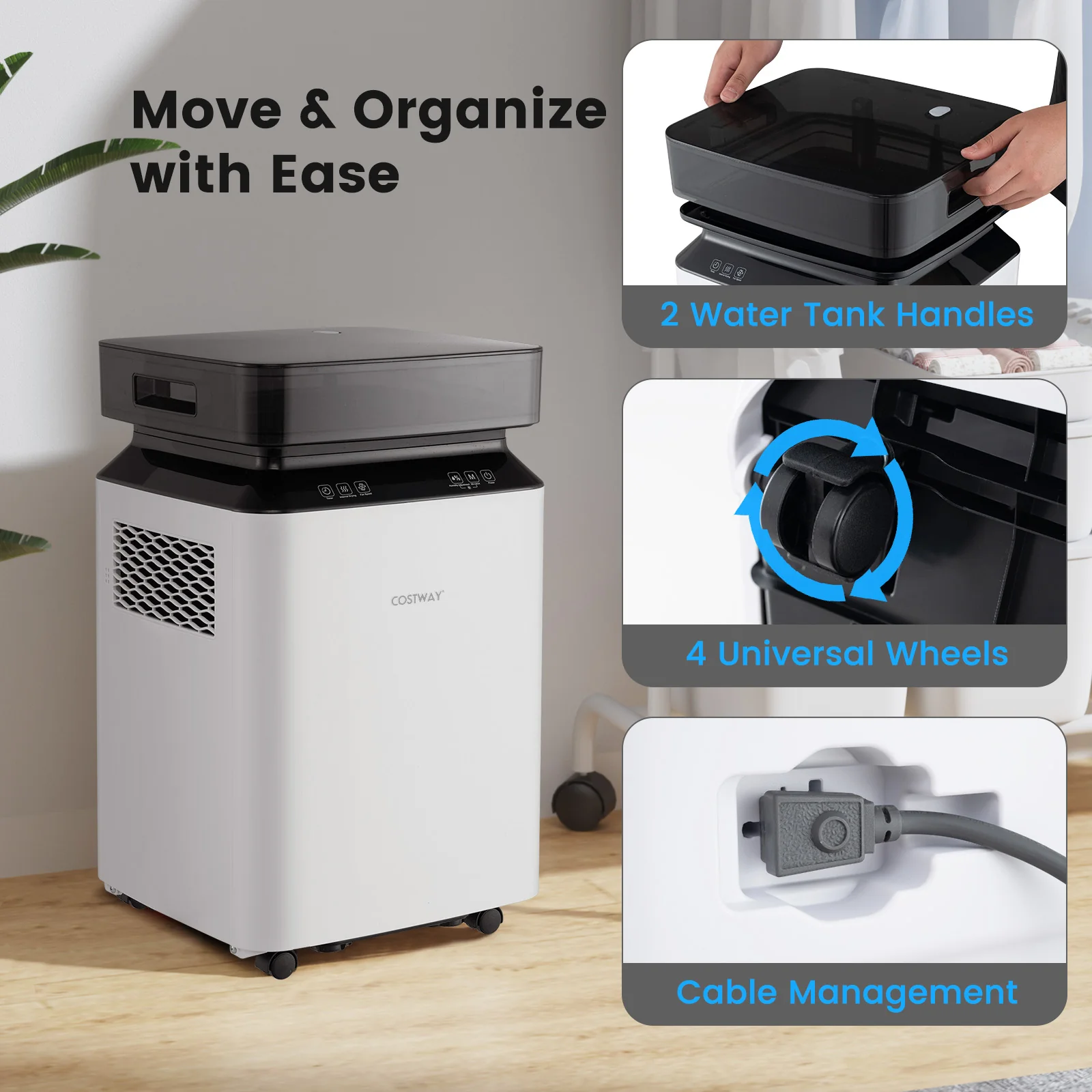 70/90 Pint Dehumidifier, 4500/6000 Sq. Ft, Continuous Auto Mode, White - Image 9