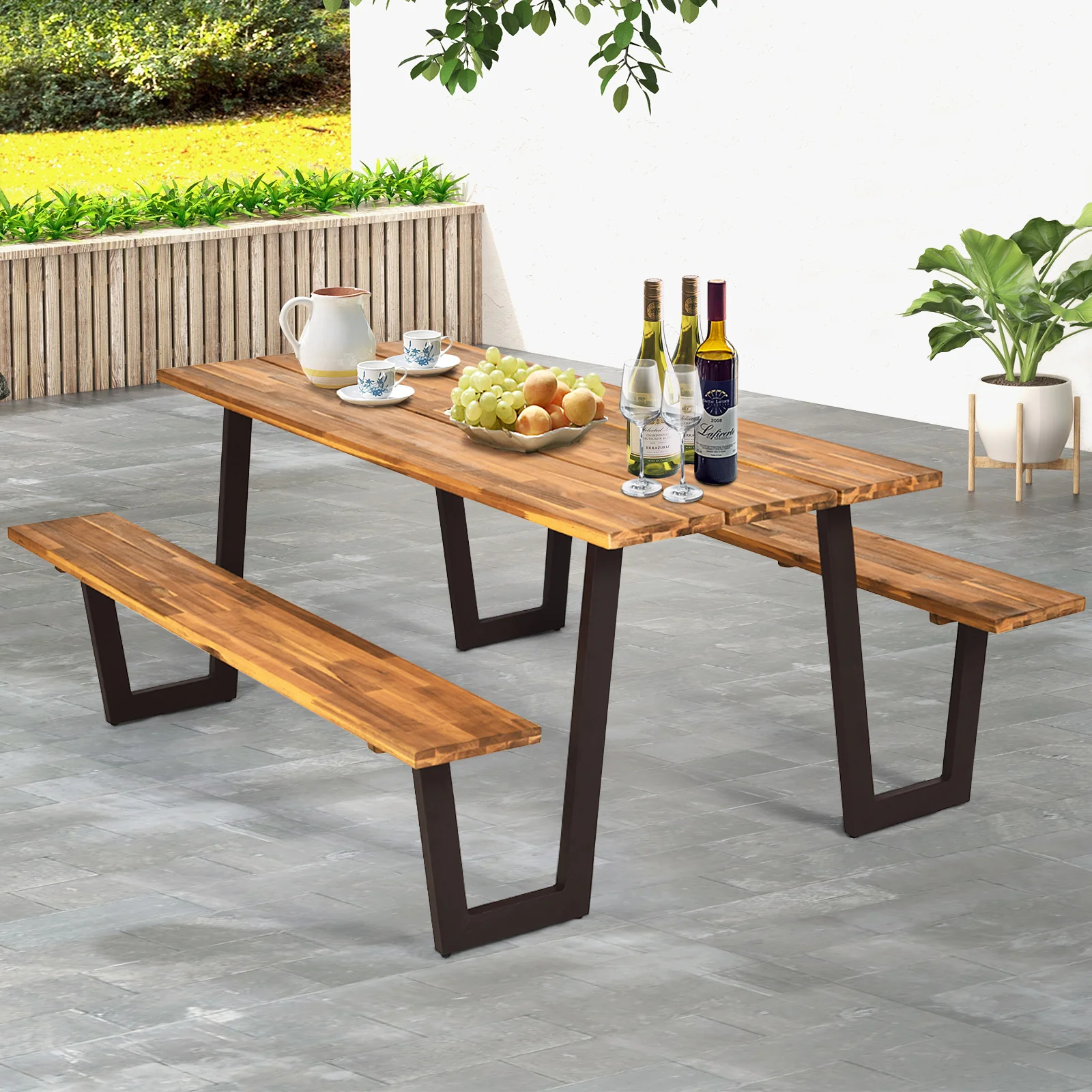 70 Inch Dining Table Set With Seats And Umbrella Hole - Image 3