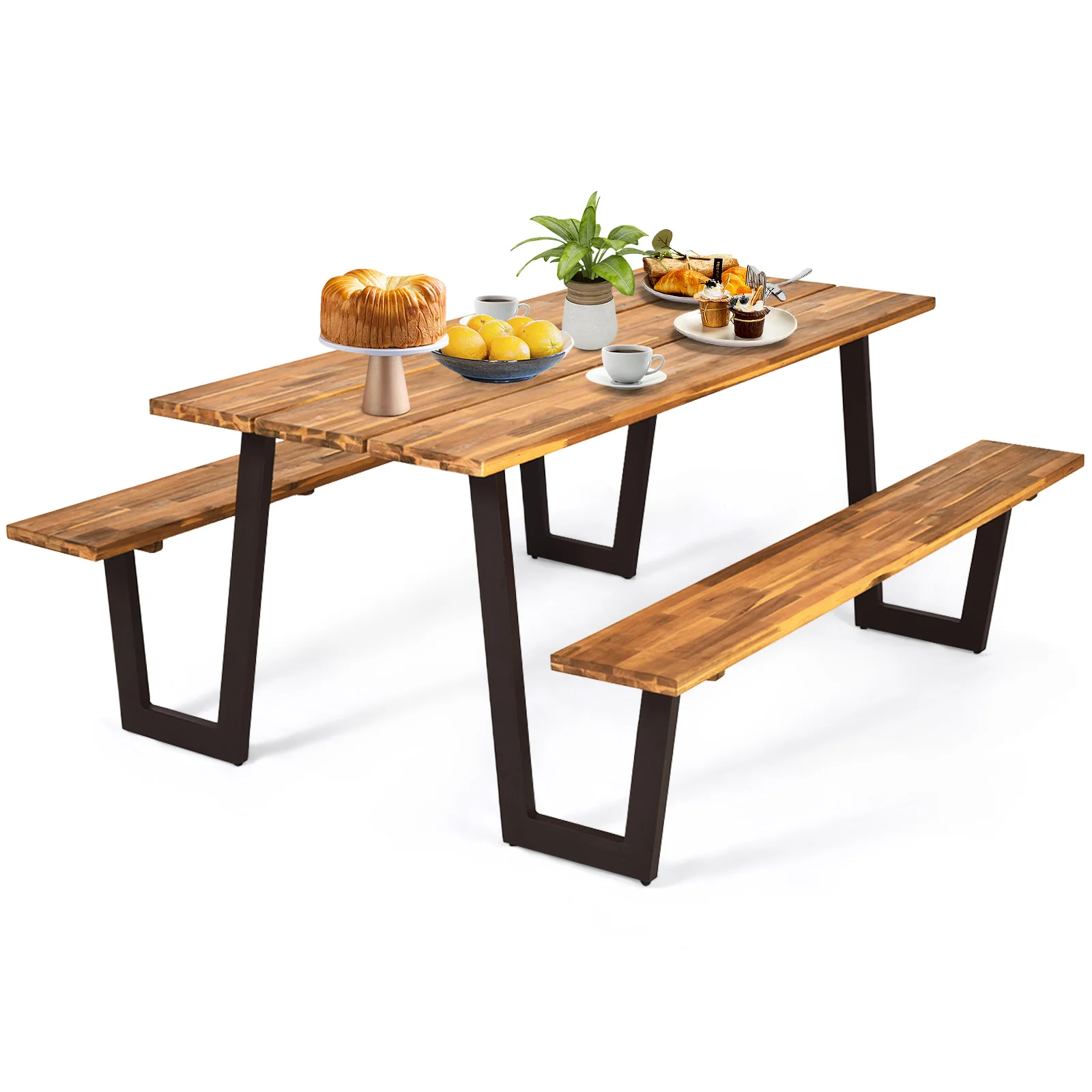 70 Inch Dining Table Set With Seats And Umbrella Hole - Image 4