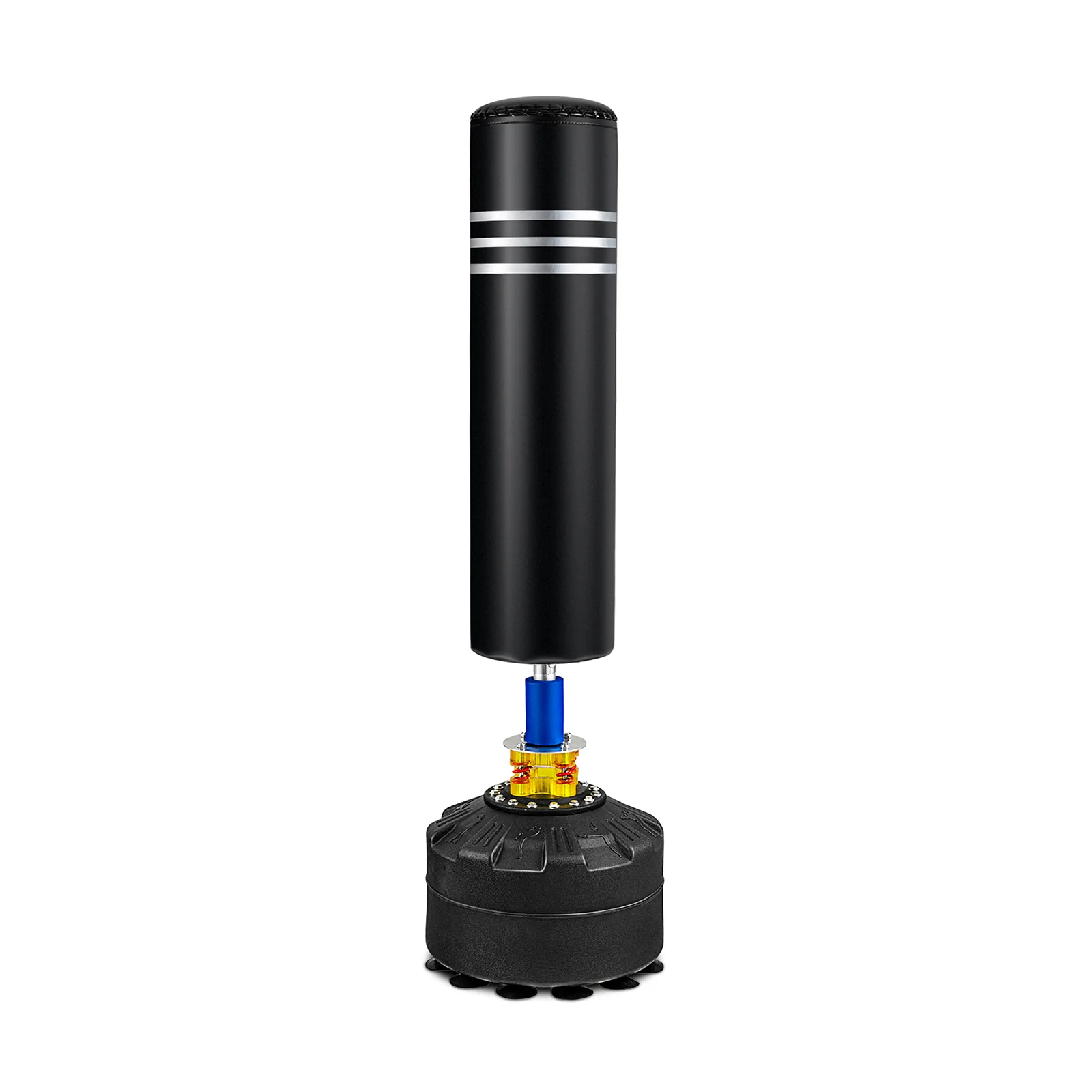70 Inch Freestanding Boxing Bag, 12 Suction Cup Base, Black