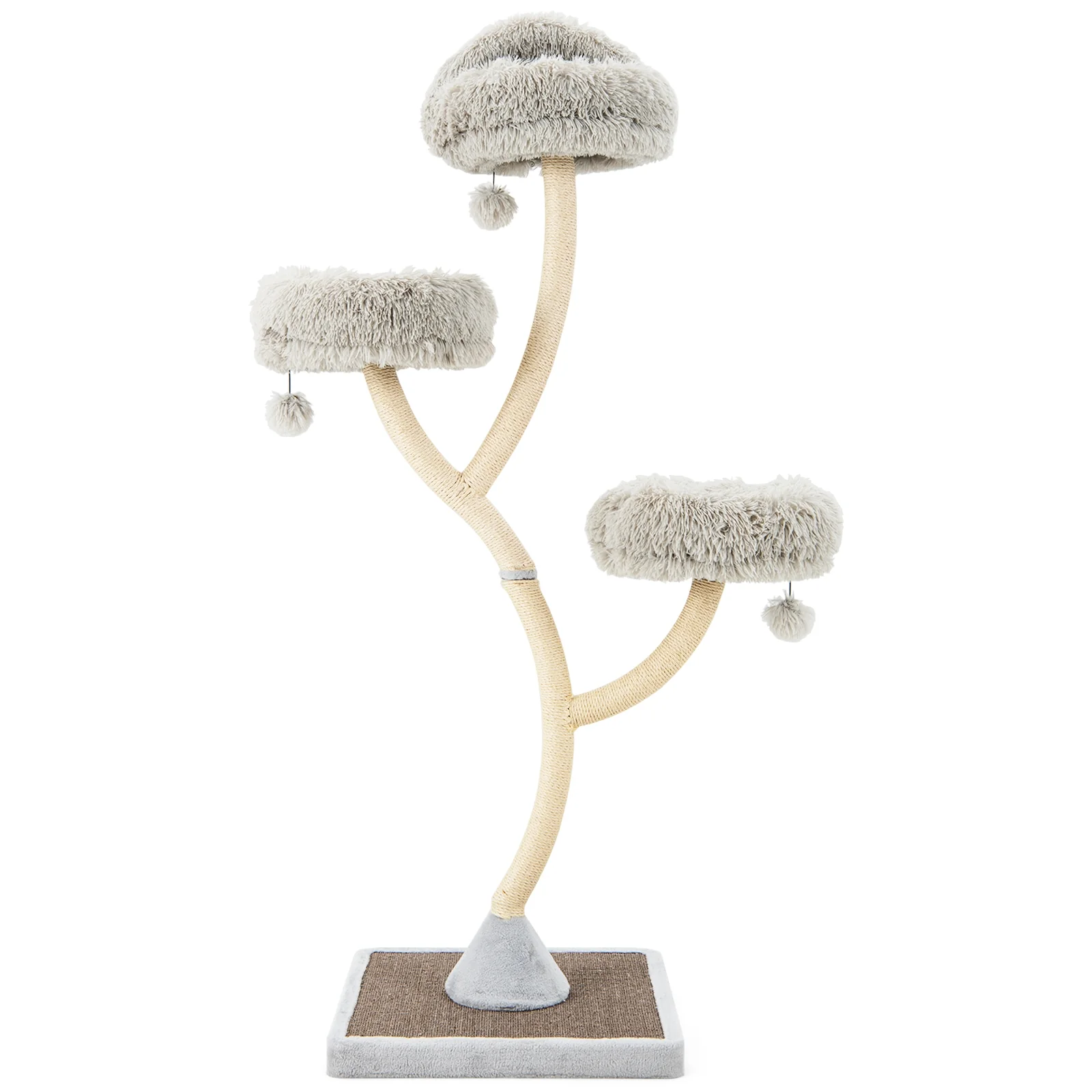 70 Inch Tall Cat Tree, 4-Layer Cat Tower, 3 Perches, Dangling Balls, Gray - Image 5