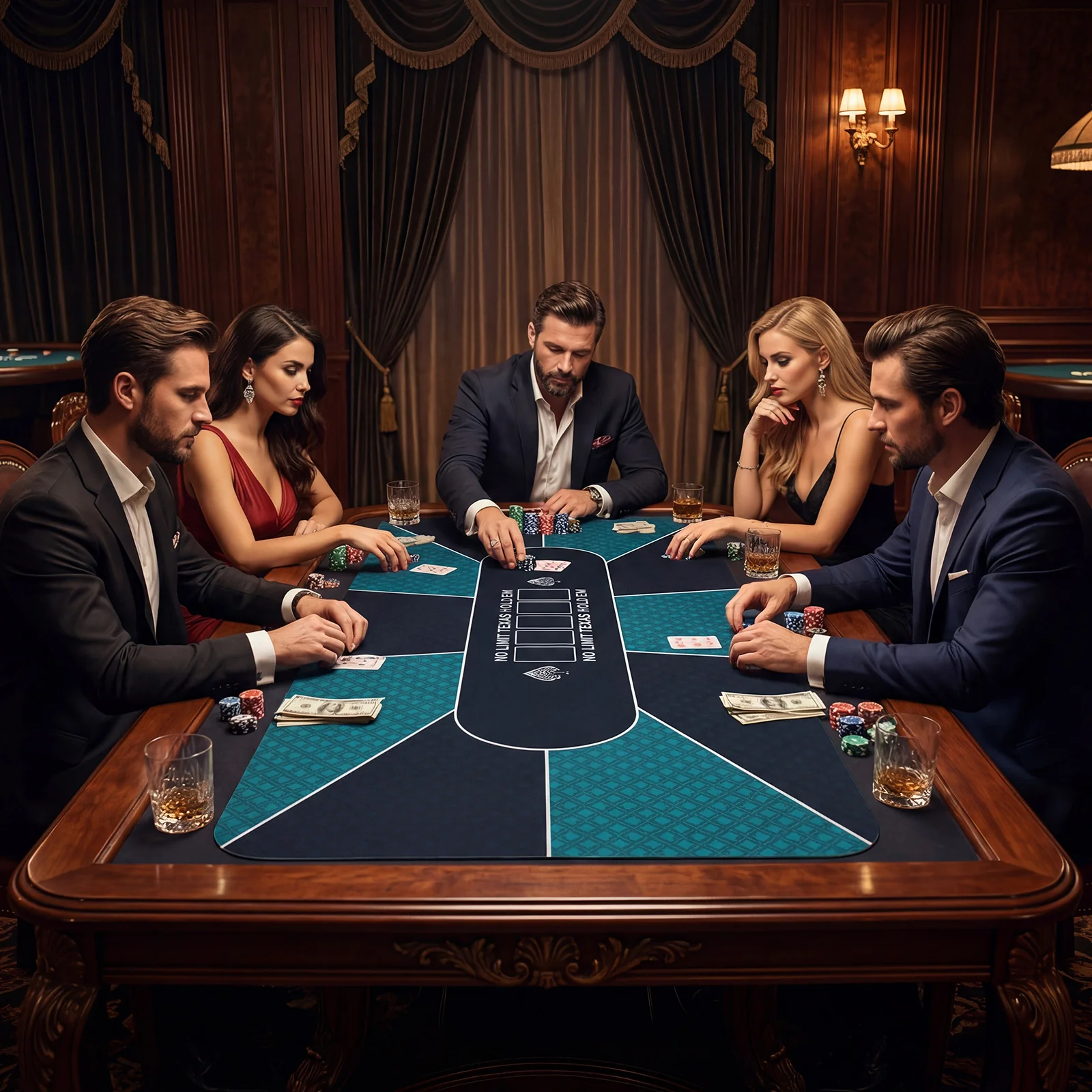 70 x 35 Inch Poker Table Top, Water-Repellent Surface, 10-Player, Green - Image 3