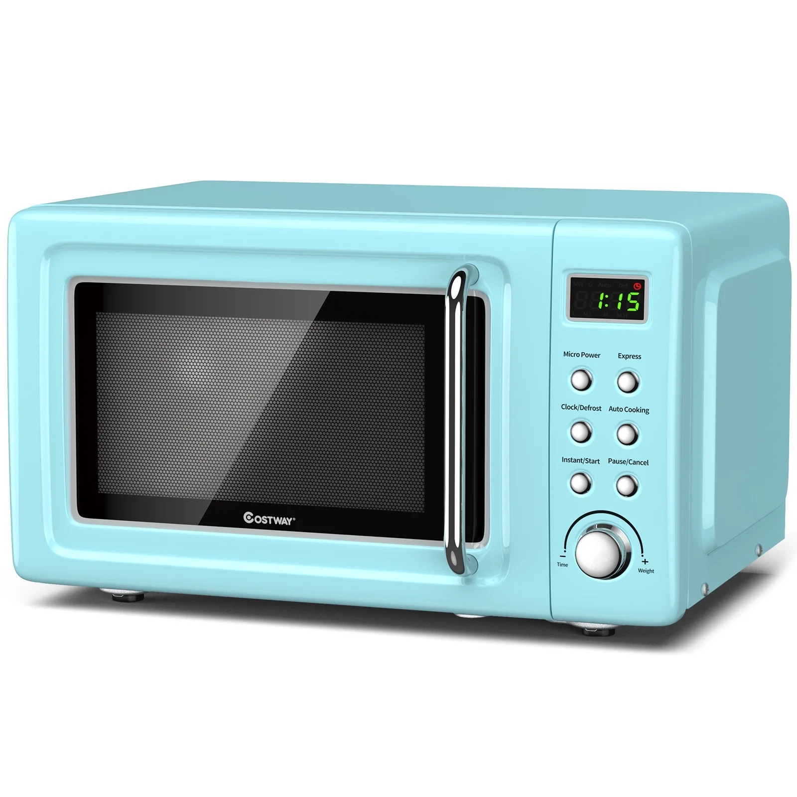 700W Retro Microwave Oven, 5 Power Levels, Auto Cook, Green - Image 10