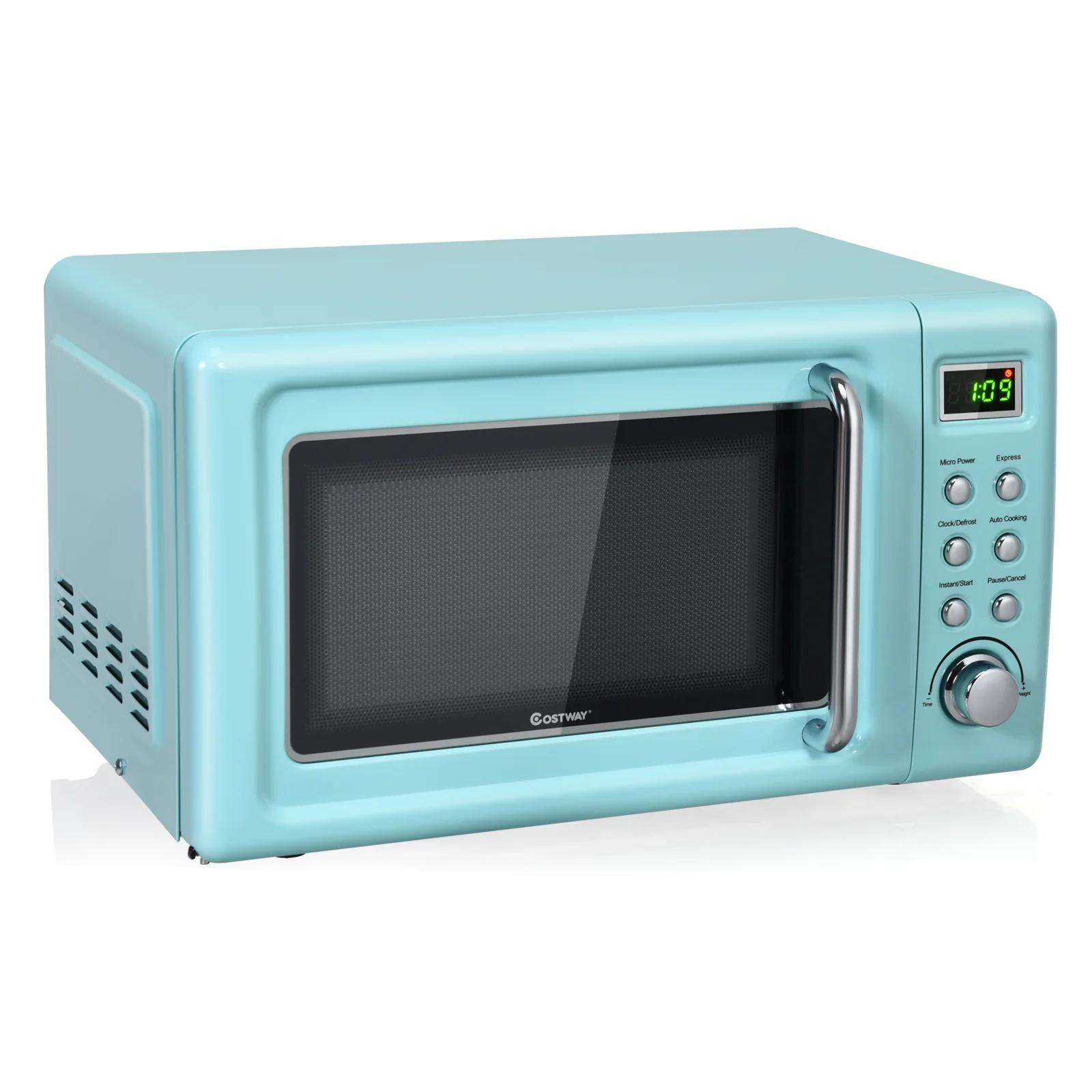 700W Retro Microwave Oven, 5 Power Levels, Auto Cook, Green - Image 4