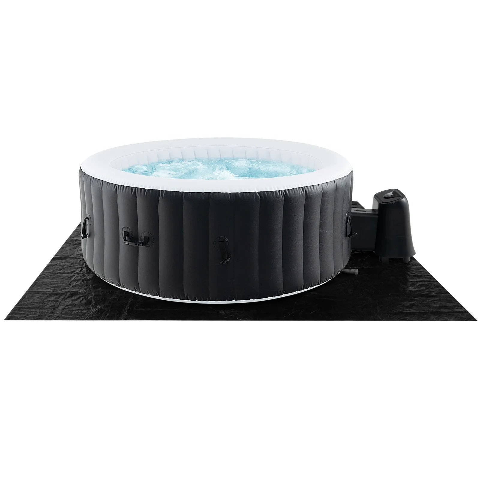 70/80 Inches Round SPA Pool Hottub with 110/130 Air Jets Electric Heater Pump-S, Black - Image 6