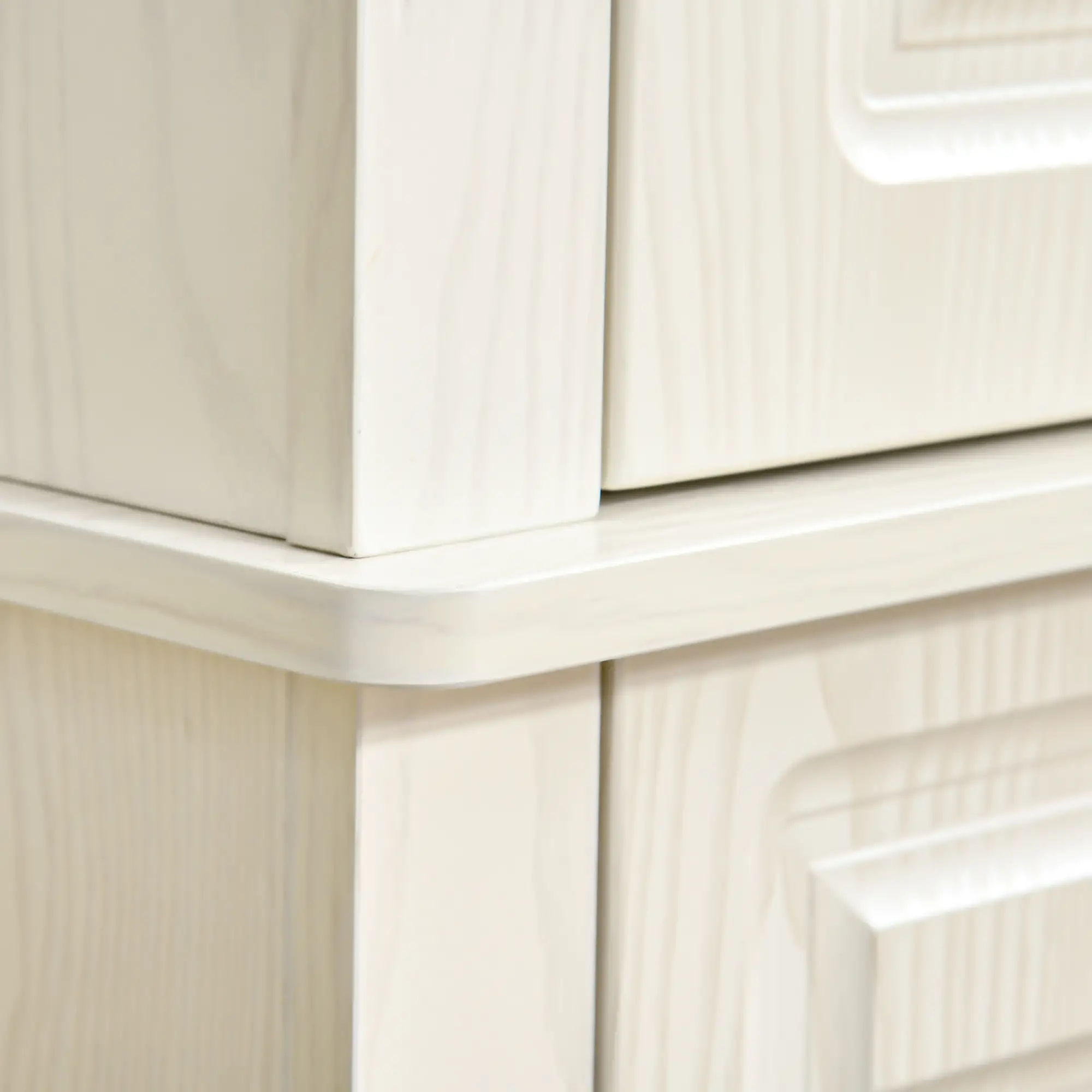 71" Freestanding Kitchen Pantry, 4 Doors 2 Cabinets, Distressed White, White - Image 10