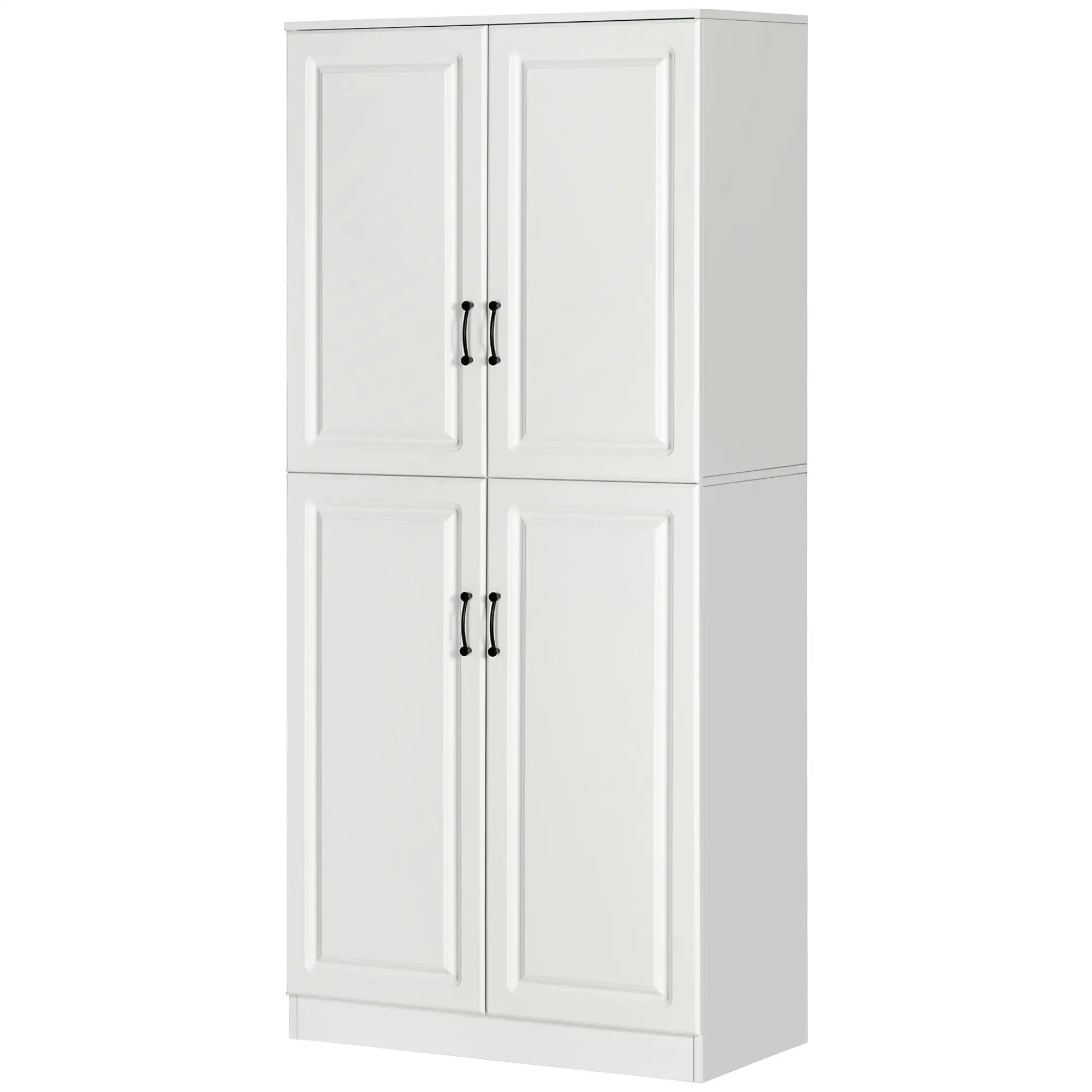 71" Freestanding Kitchen Pantry Cabinet, 4 Doors, Adjustable Shelves, White - Image 11