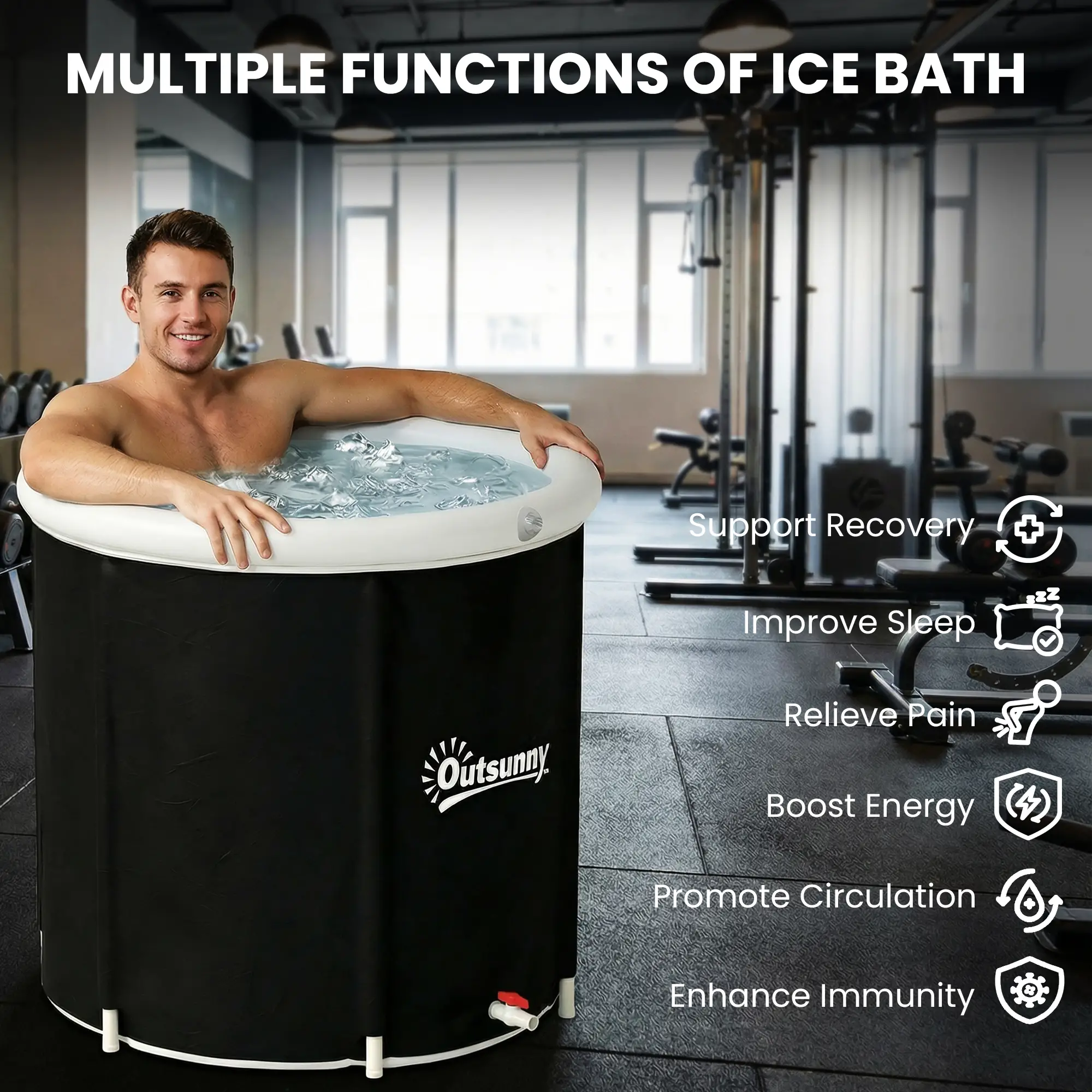 71 Gal Ice Bath Tub With Cover, Pump, Portable Inflatable Cold Plunge - Image 10