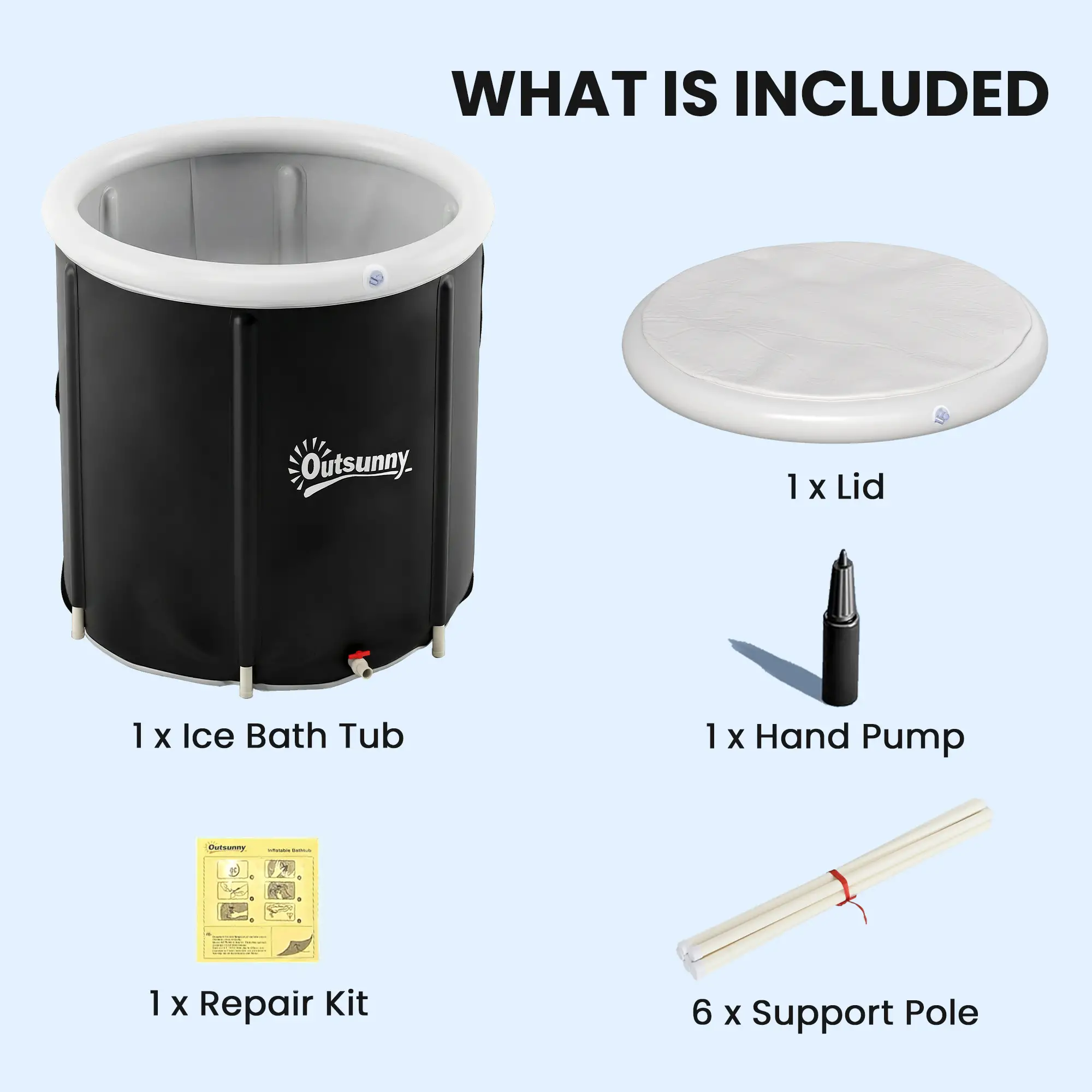 71 Gal Ice Bath Tub With Cover, Pump, Portable Inflatable Cold Plunge - Image 4