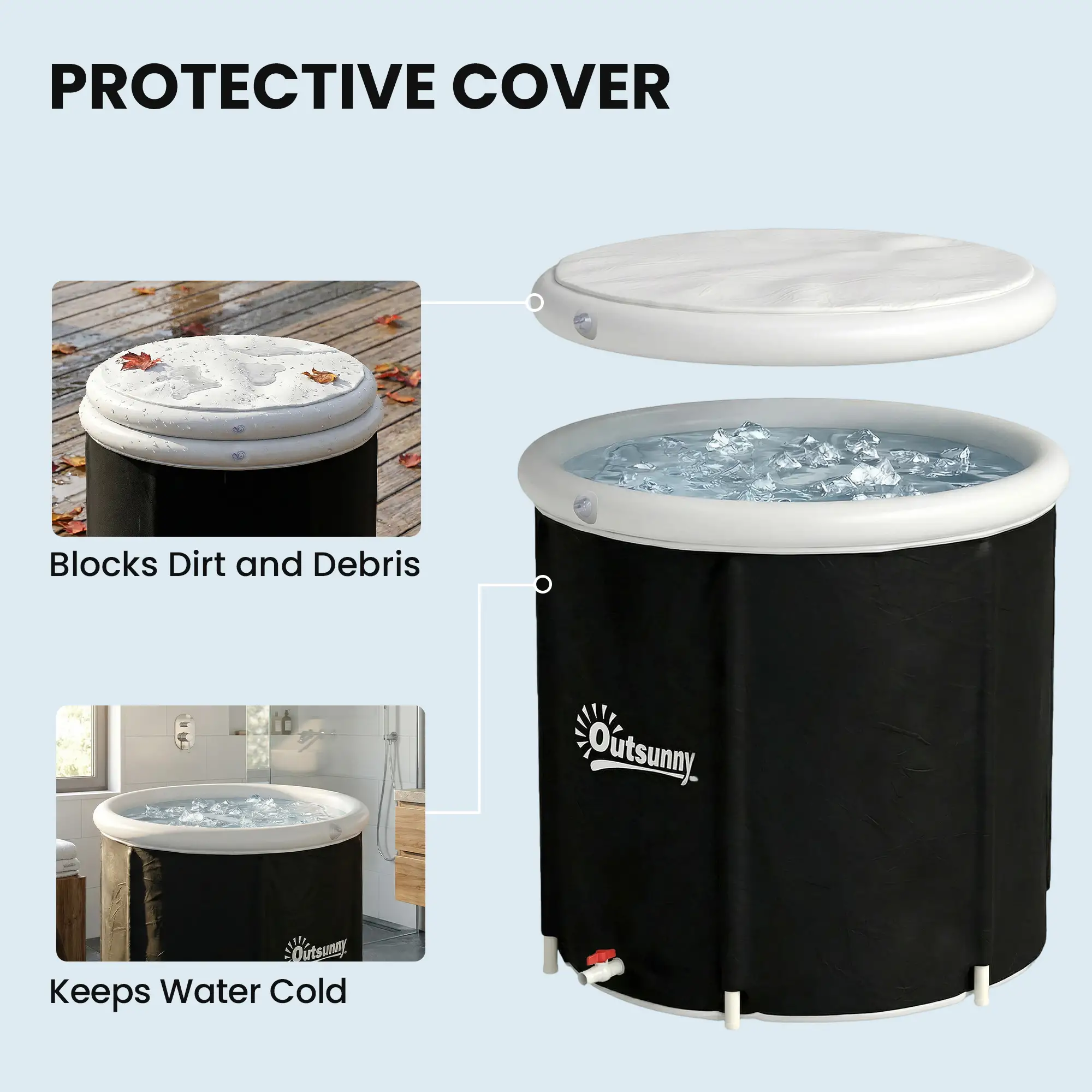 71 Gal Ice Bath Tub With Cover, Pump, Portable Inflatable Cold Plunge - Image 6
