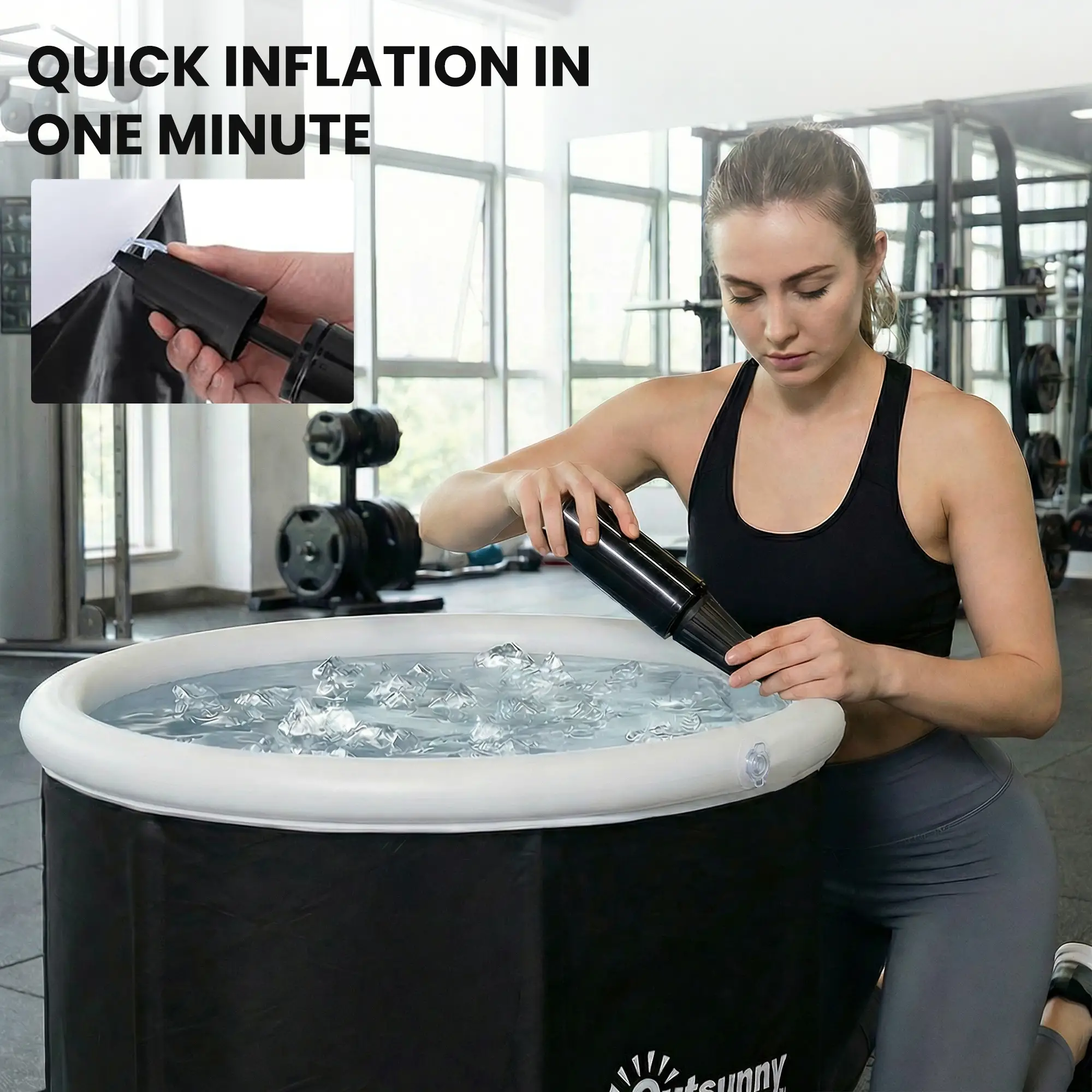71 Gal Ice Bath Tub With Cover, Pump, Portable Inflatable Cold Plunge - Image 7