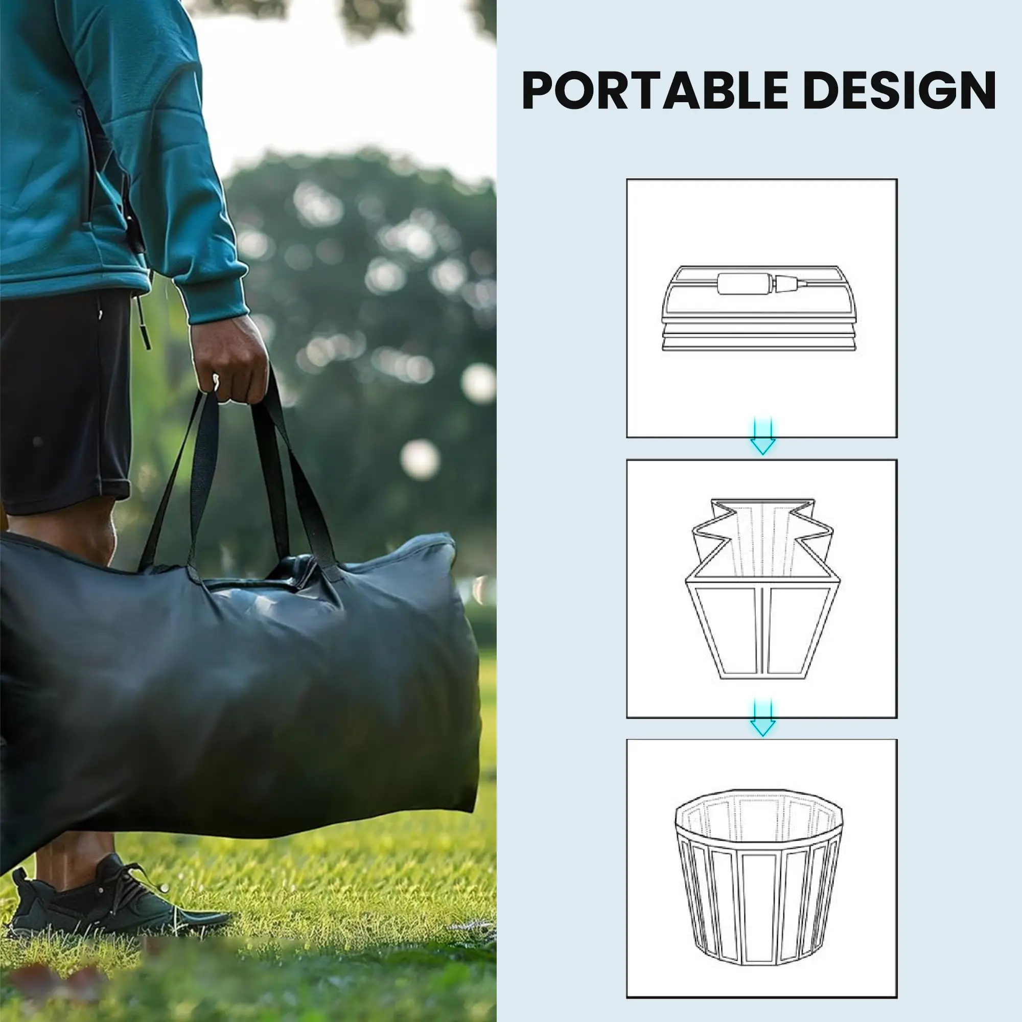 71 Gal Ice Bath Tub With Cover, Pump, Portable Inflatable Cold Plunge - Image 9