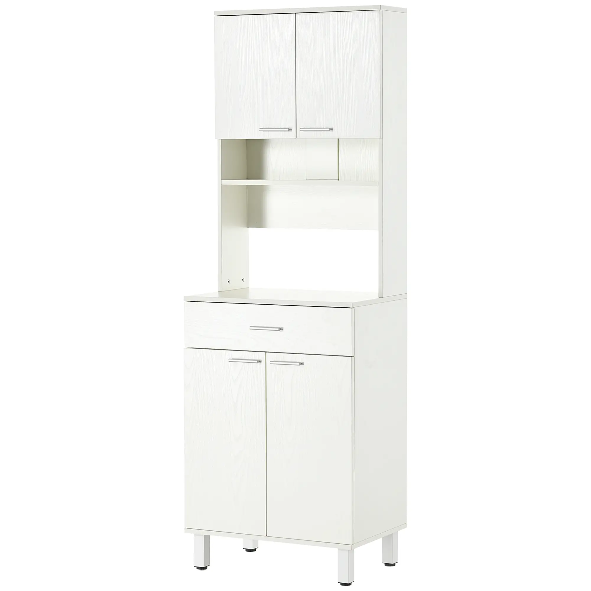 71"H Freestanding Kitchen Pantry, Buffet Cabinet with Hutch, White - Image 11