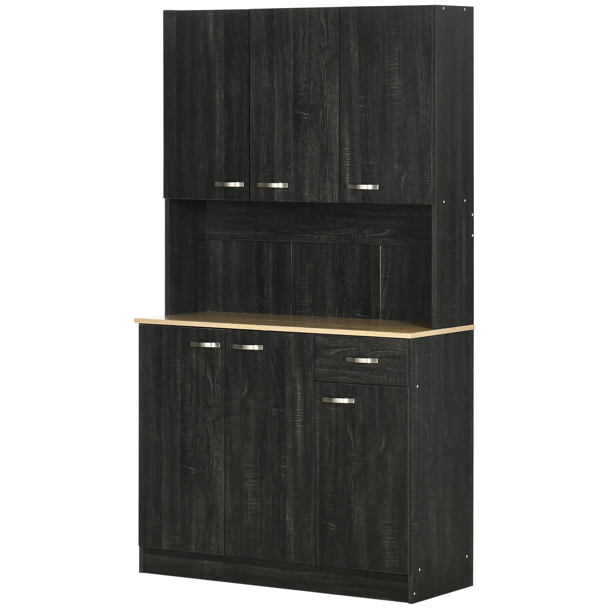 71" Kitchen Buffet with Hutch, Freestanding Cabinet, Black - Image 13