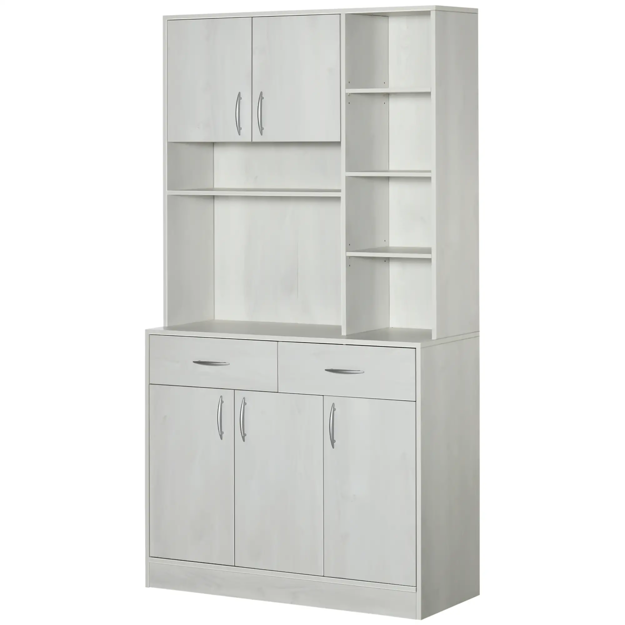 71" Kitchen Hutch with Storage Cabinet, Modern Buffet, Ash White - Image 11
