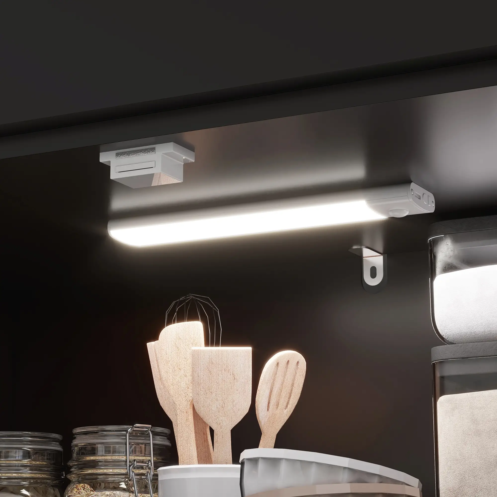 71" Kitchen Pantry Cabinet, LED Lights, 6 Spice Racks, Drawer, 4 Adjustable Shelves, Black - Image 10
