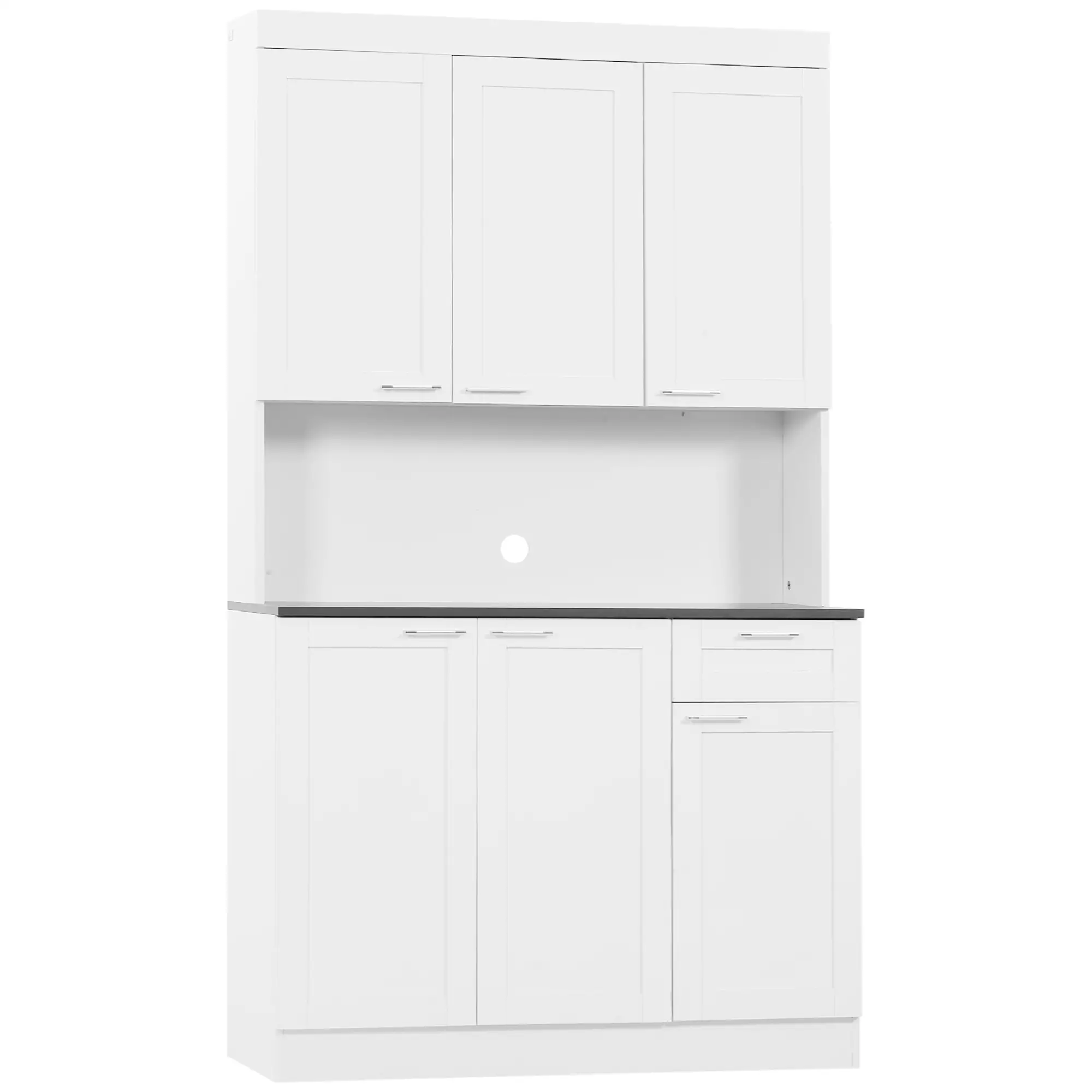 71" Kitchen Pantry Cabinet, Storage Buffet with Hutch, Adjustable Shelves, High Gloss White, White - Image 11