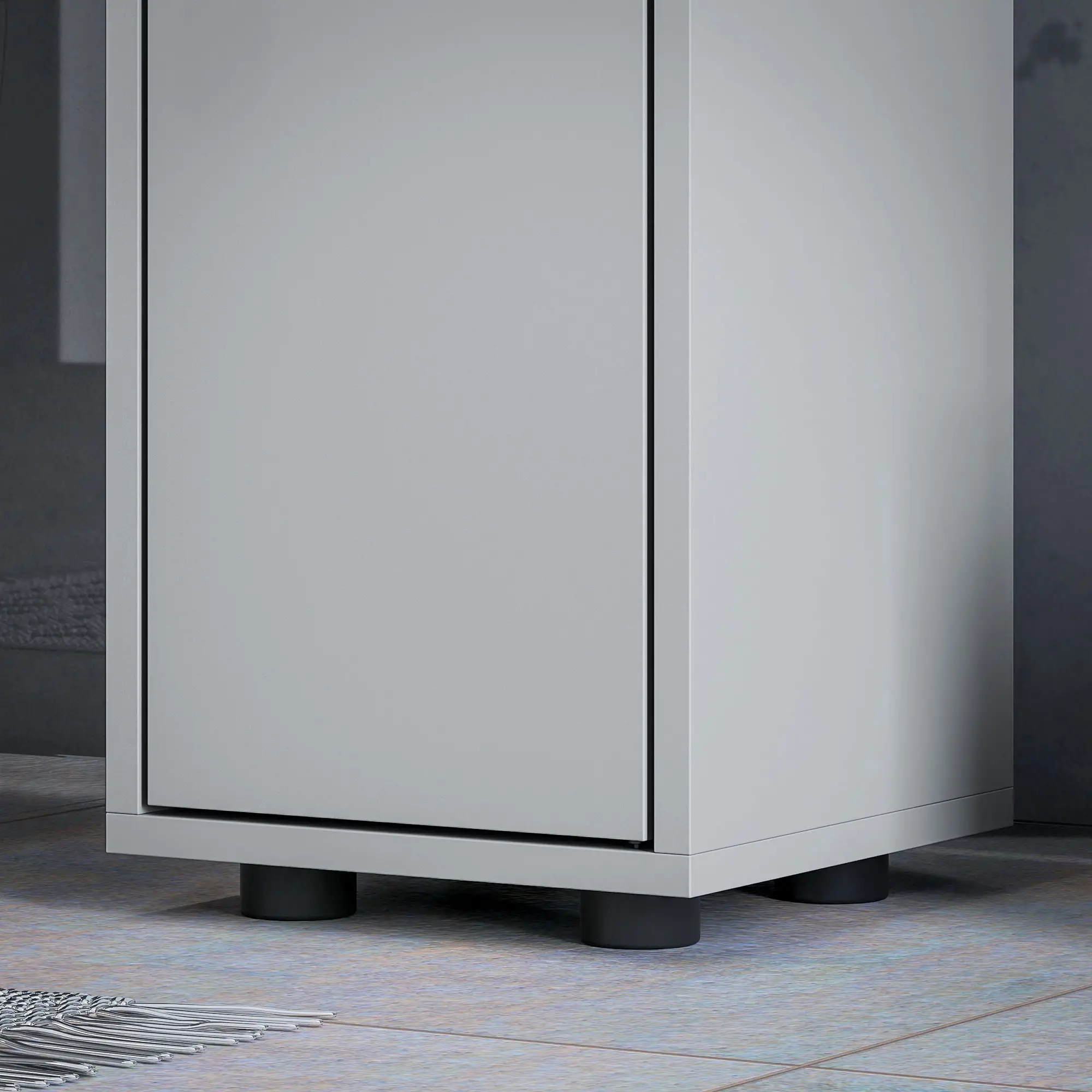 71" Tall Bathroom Cabinet, Narrow Toilet Paper Storage, 2 Door, Adjustable Shelves, Grey - Image 10