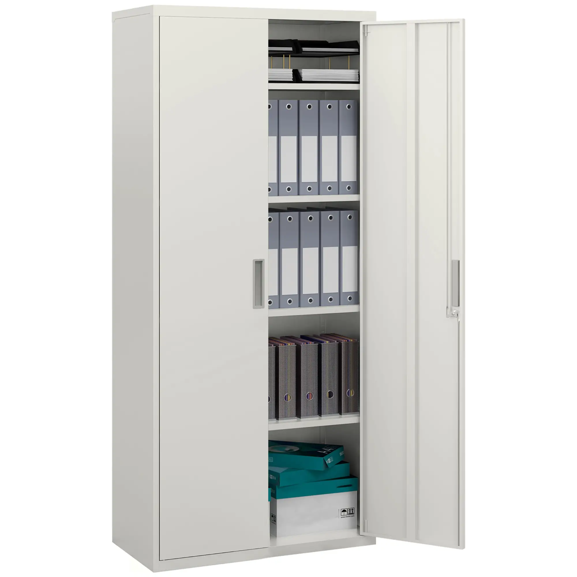 71" Tall Garage Cabinet, Metal Storage, 2 Doors, 4 Adjustable Shelves, White - Image 11