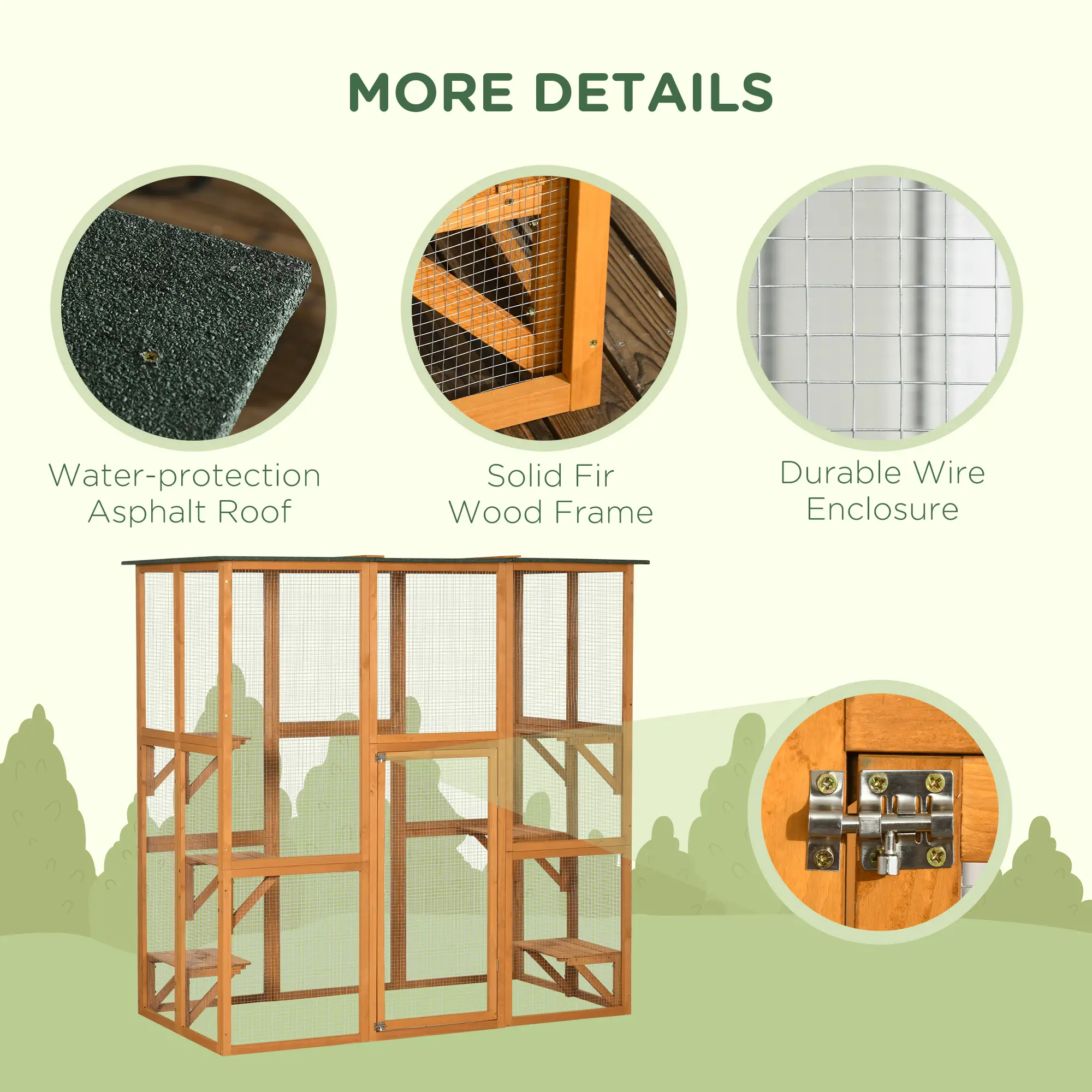 71" x 39" x 71" Cat Cage, Large Outdoor Wooden Cat Patio, Orange - Image 5