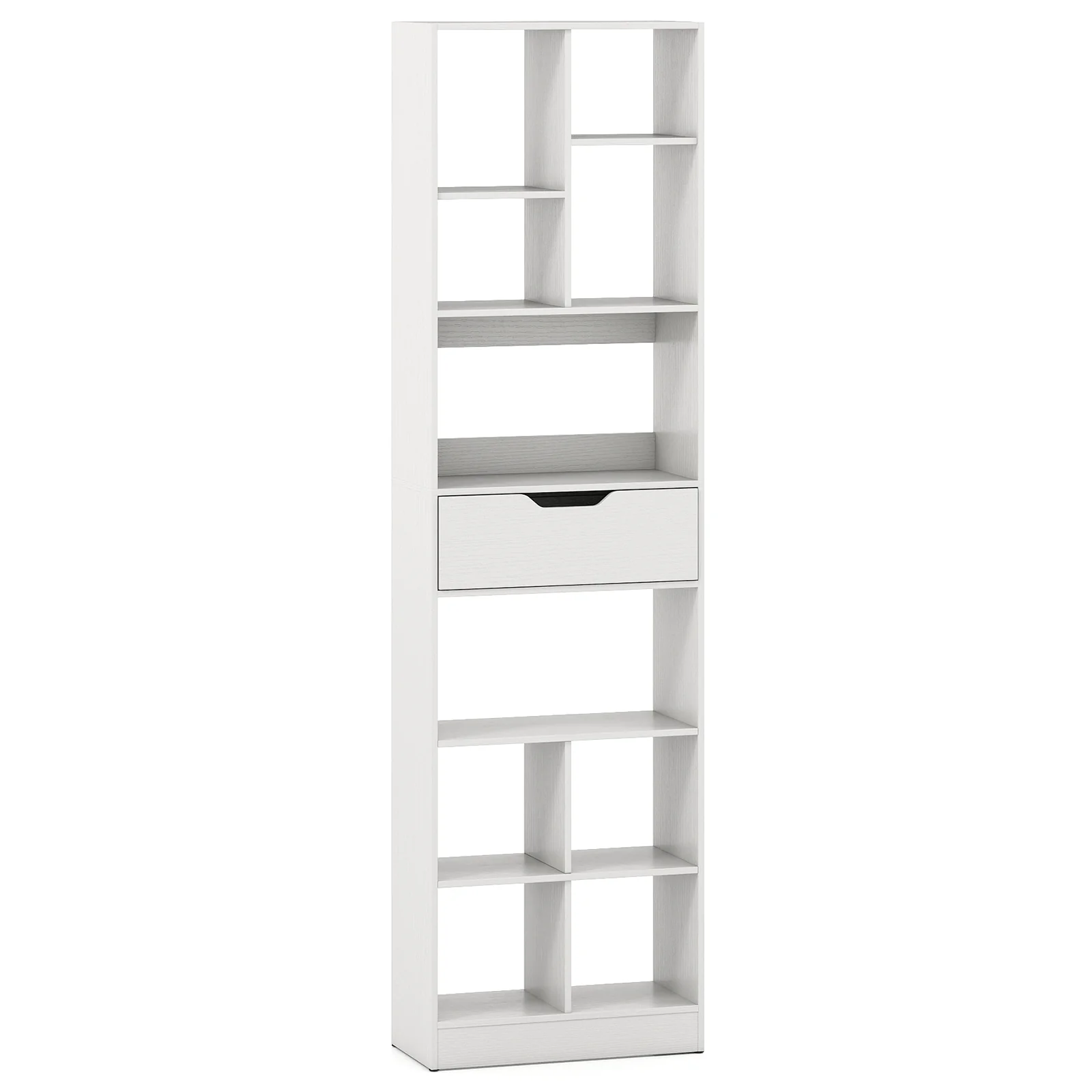 71inch Tall Freestanding Bookcase with Drawer 10-Cube Storage Organizer, White - Image 5