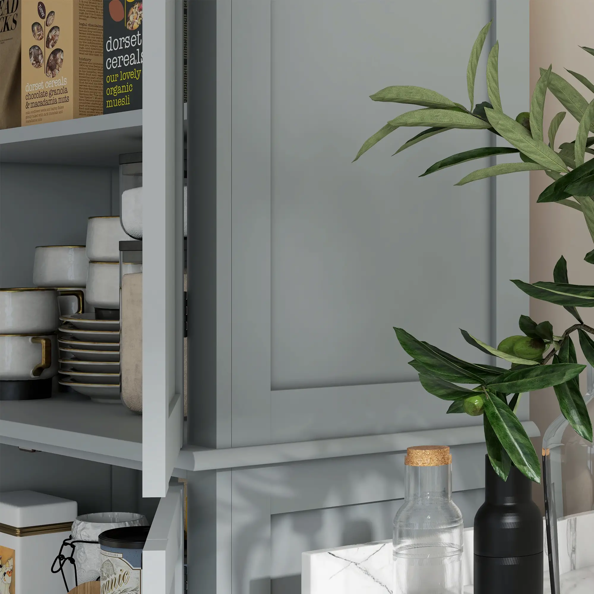72.5" Freestanding Kitchen Pantry, 4 Doors, Grey - Image 9