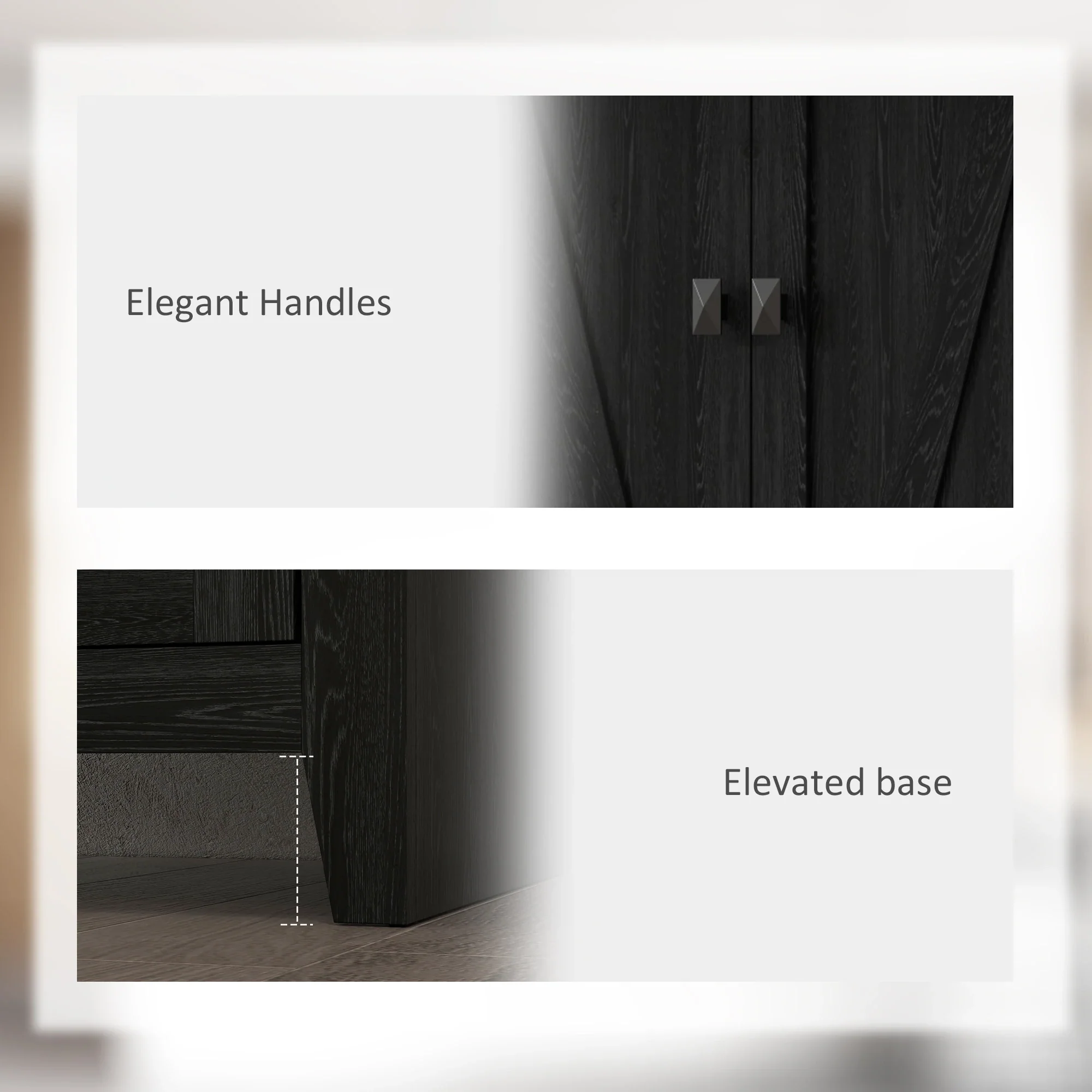 72" Freestanding Storage Cabinet, Kitchen Pantry with Doors, Shelves, Black - Image 7