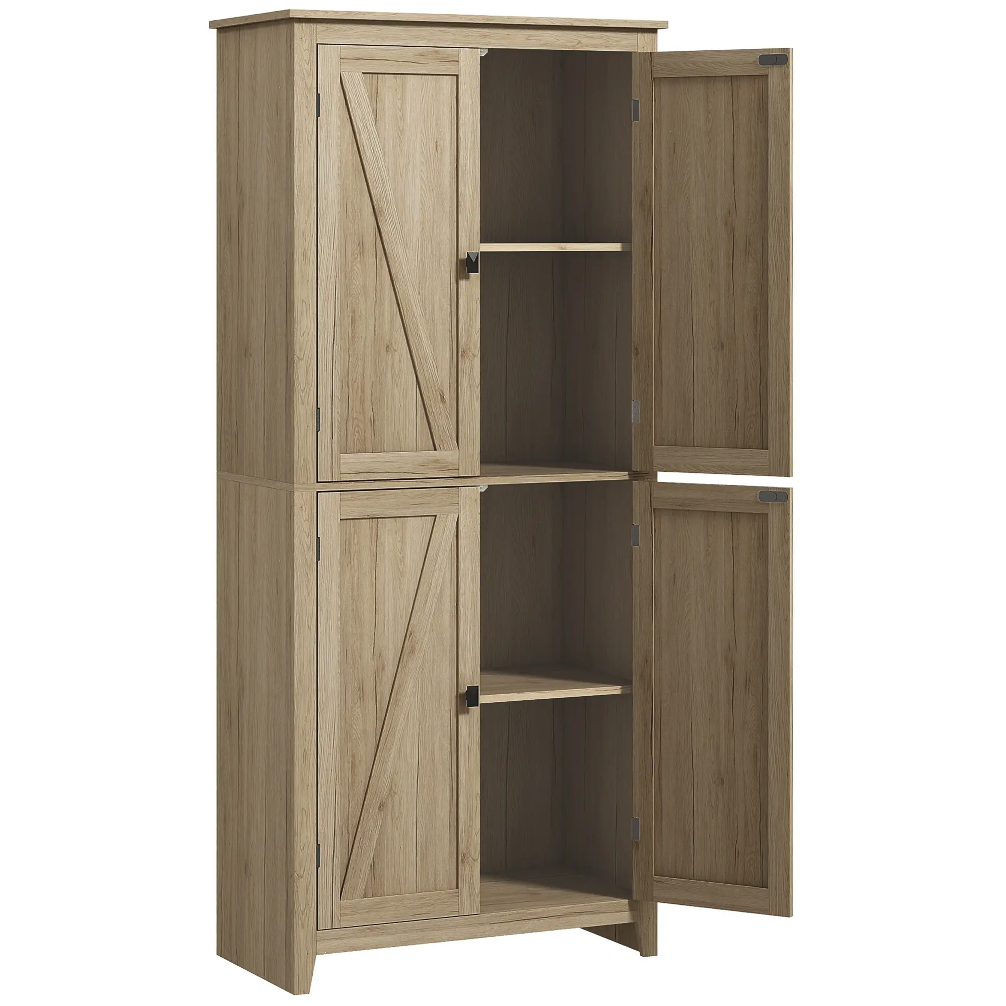 72" Freestanding Storage Cabinet, Kitchen Pantry with Doors, Shelves, Natural - Image 11