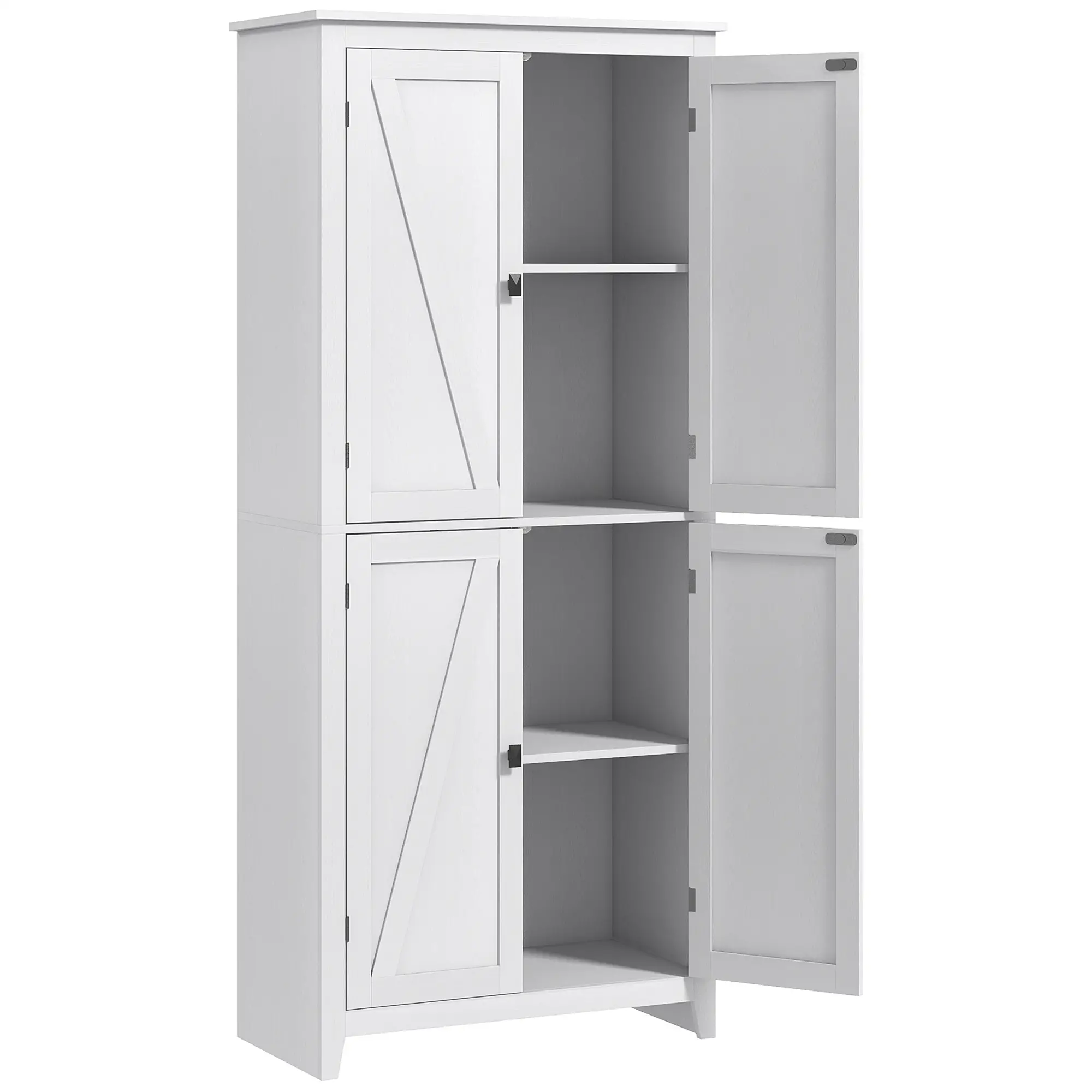 72" Freestanding Storage Cabinet, Kitchen Pantry with Doors, Shelves, White - Image 11
