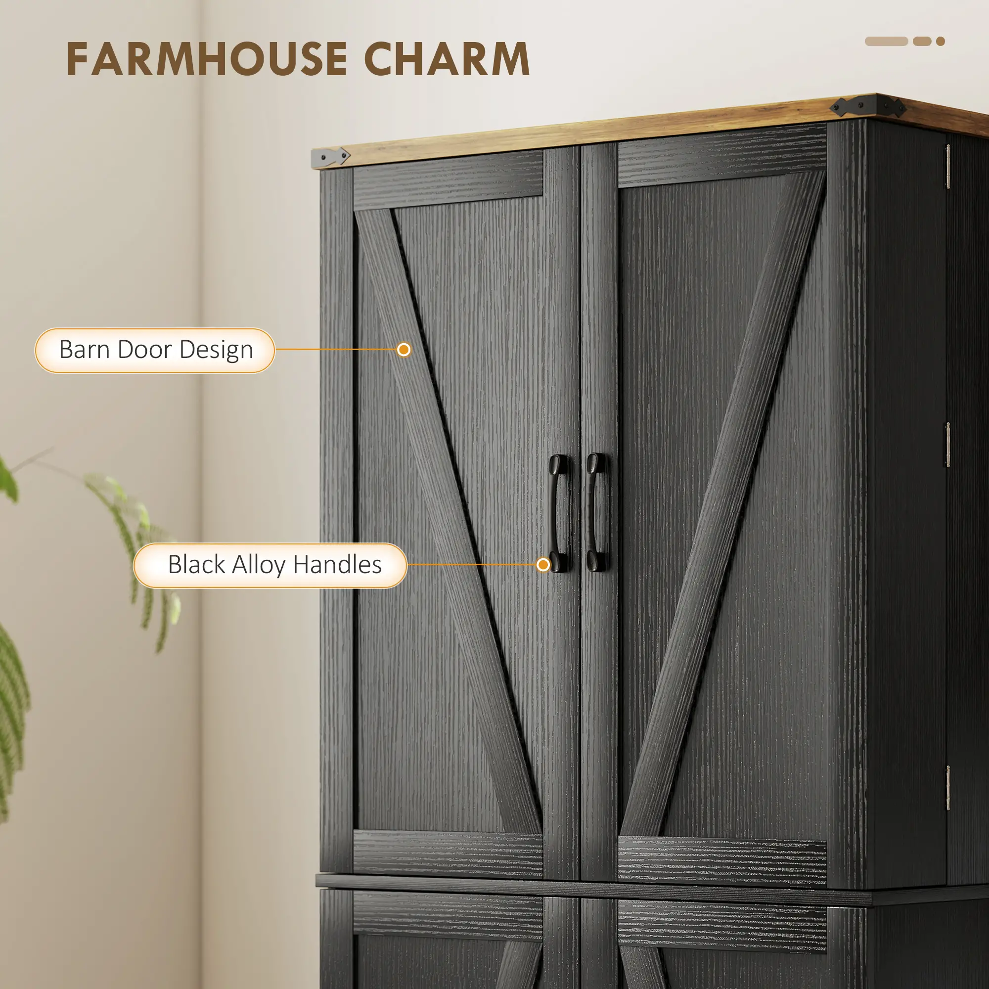 72 Inch Kitchen Pantry Cabinet, 4 Doors, Drawer, Shelves, Black - Image 6