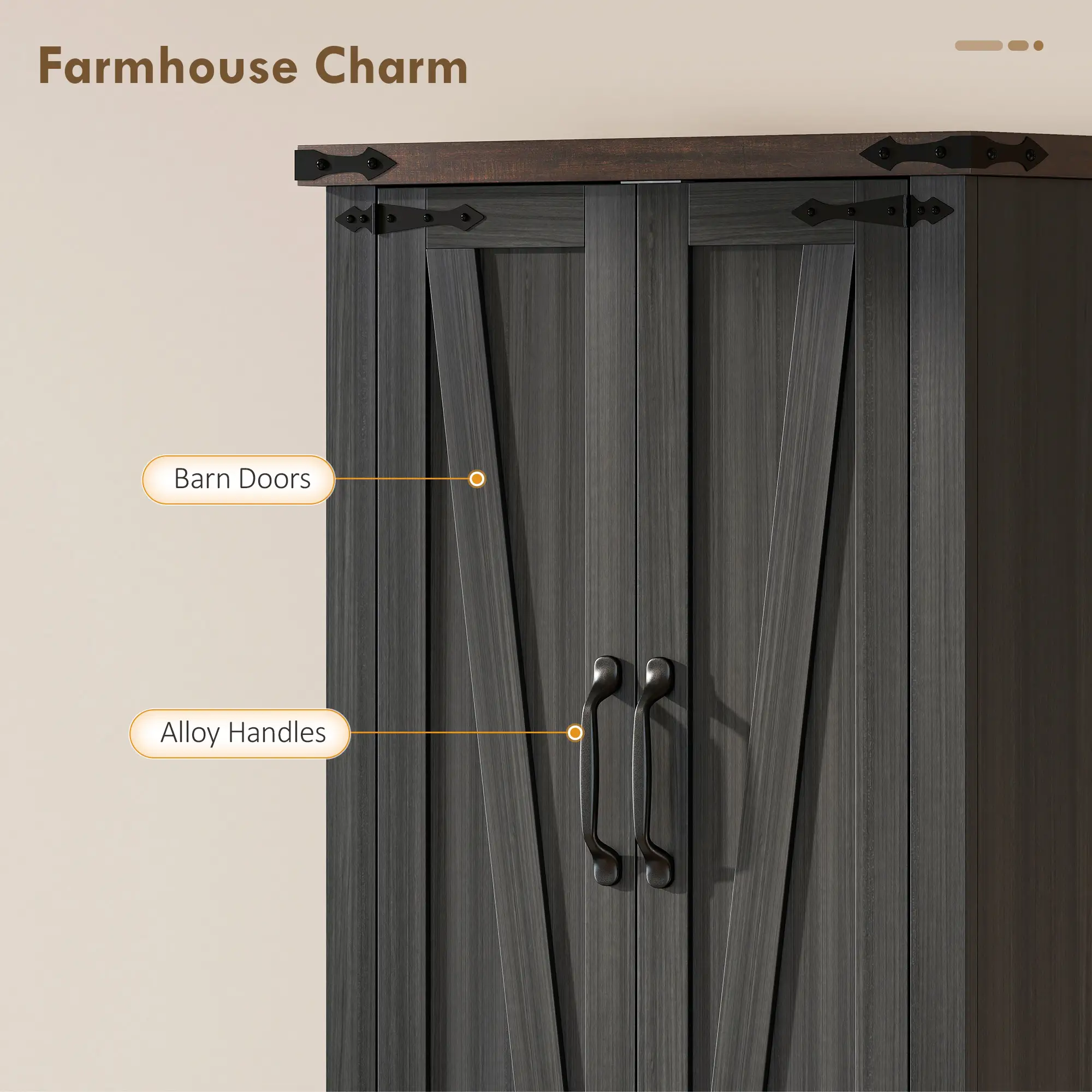 72 Inch Pantry Cabinet, Farmhouse Kitchen Storage with Adjustable Shelves, Black - Image 6